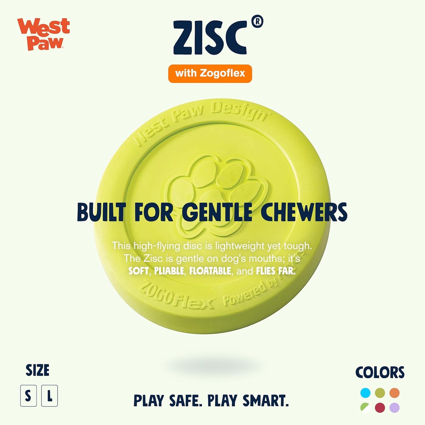 WEST PAW Zogoflex Zisc Dog Flying Disc, High Flying Aerodynamic Disc for Dogs Puppy – Lightweight, Floatable Disc for Fetch, Tug of War, Catch, Play – Doubles as Food/Water Bowl, Small, Granny Smith