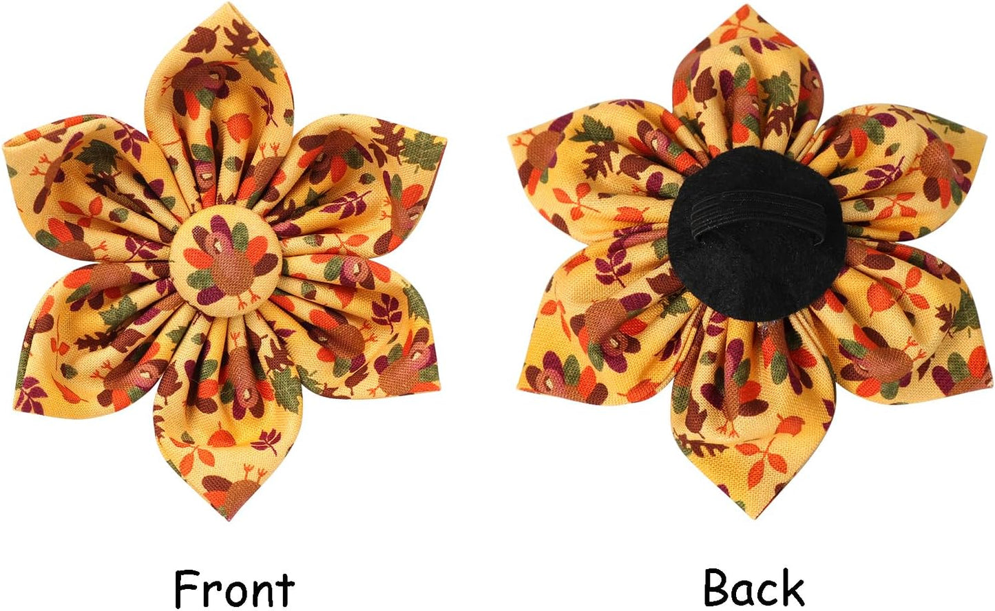 Lionet Paws Thanksgiving Day Dog Collar with Flower, Dogs Flower Collar with Metal Buckle for Dogs, Adjustable Comfortable Dog Collars Girl, M, Neck 13.5-22 in