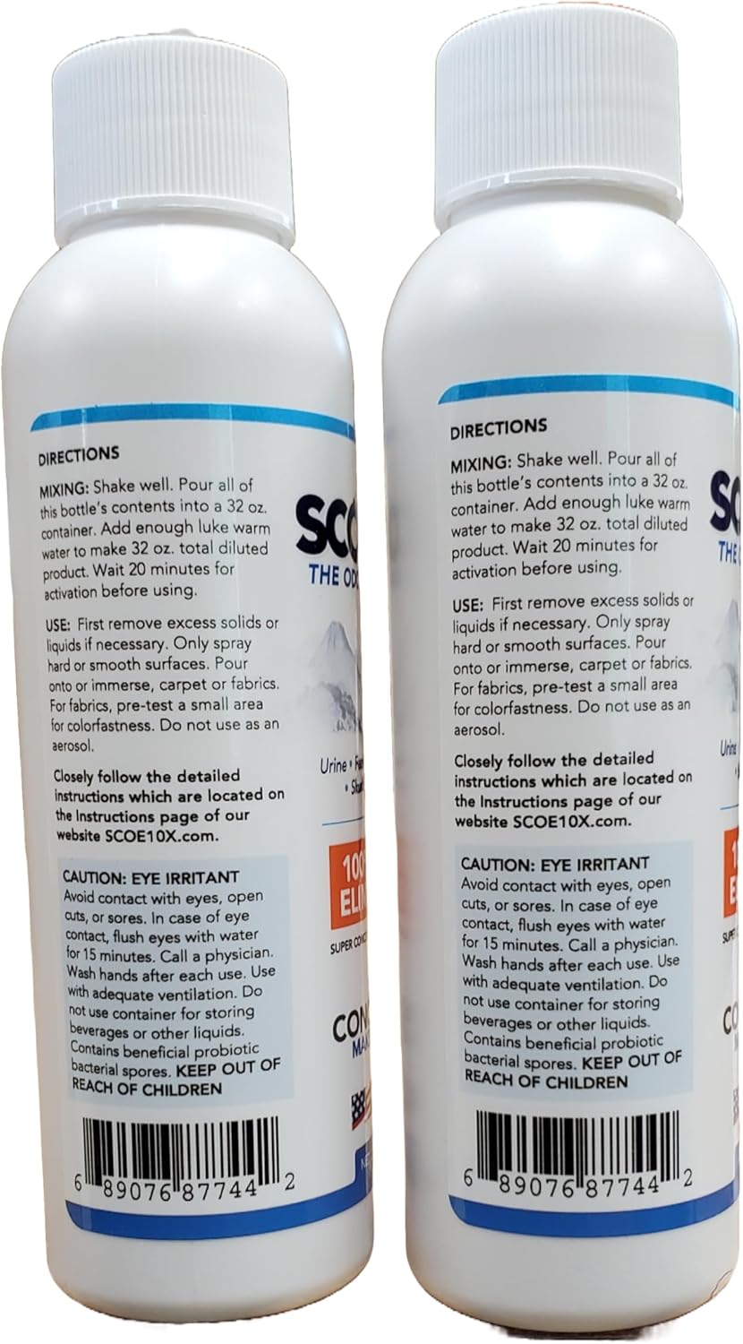 SCOE 10X Odor Eliminator Concentrate- 2 Spray Bottle Refills- Urine Odor Eliminator
