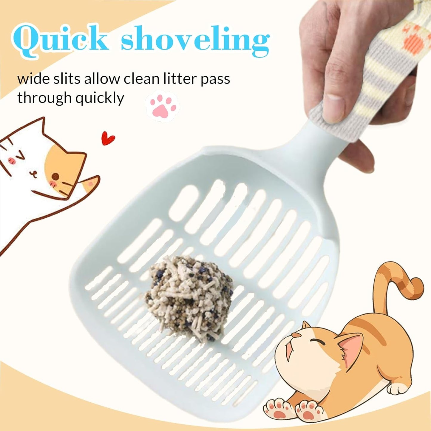 Cat Scooper for Litter Box, Cat Litter Scoop, Kitty Litter Scoop, Cat and Dog Poop Collector, Pet Litter Sifter, Cute Handle, Cat Litter Scooper with Holder for Various Litter Boxes