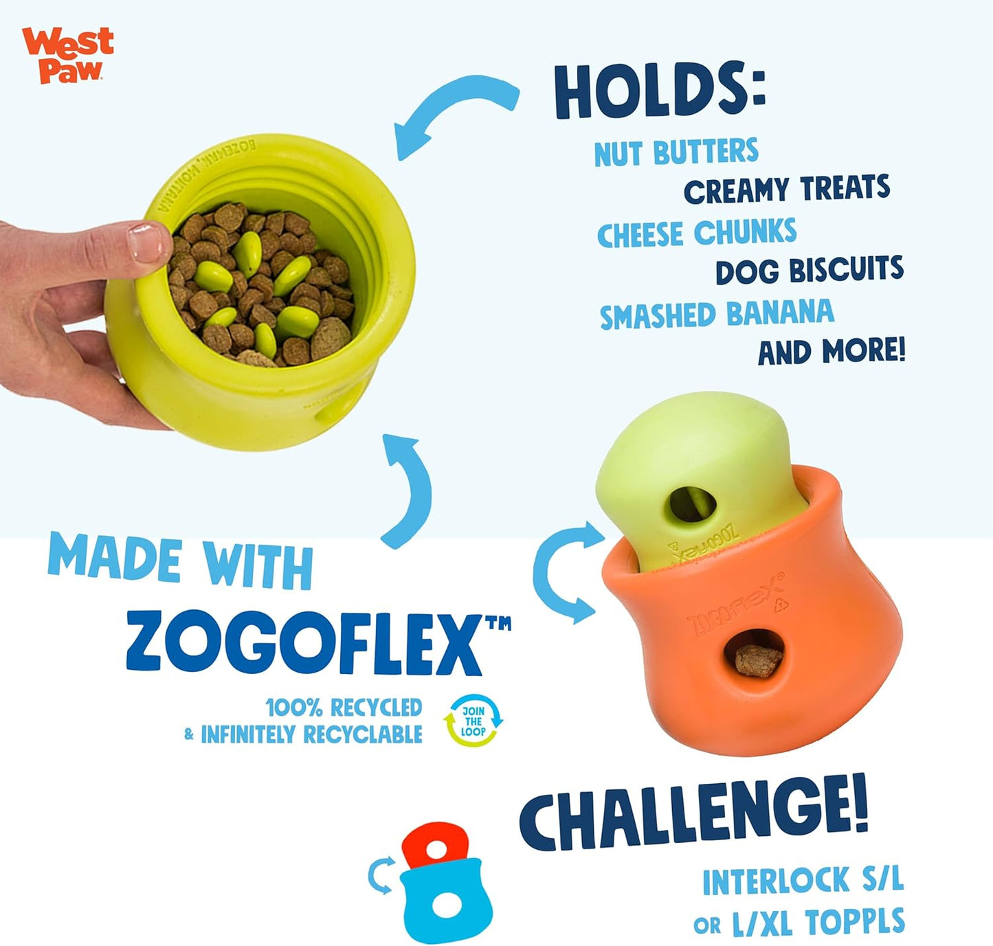 WEST PAW Zogoflex Limited Edition Toppl Treat Dispensing Dog Toy Puzzle – Interactive Chew Toys for Dogs – Dog Toy for Moderate Chewers, Fetch, Catch – Holds Kibble, Treats, Small 3", Mint