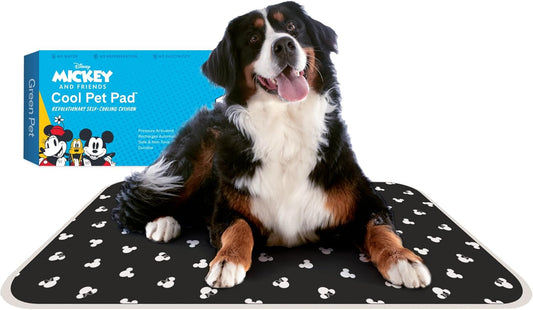 The Green Pet Shop Cool Pet Pad - Extra Large, Disney’s Mickey & Minnie Mouse - Self-Cooling, Pressure Activated Mat for Dogs & Cats from 80+ lbs - Non-Toxic Gel, No Water Needed