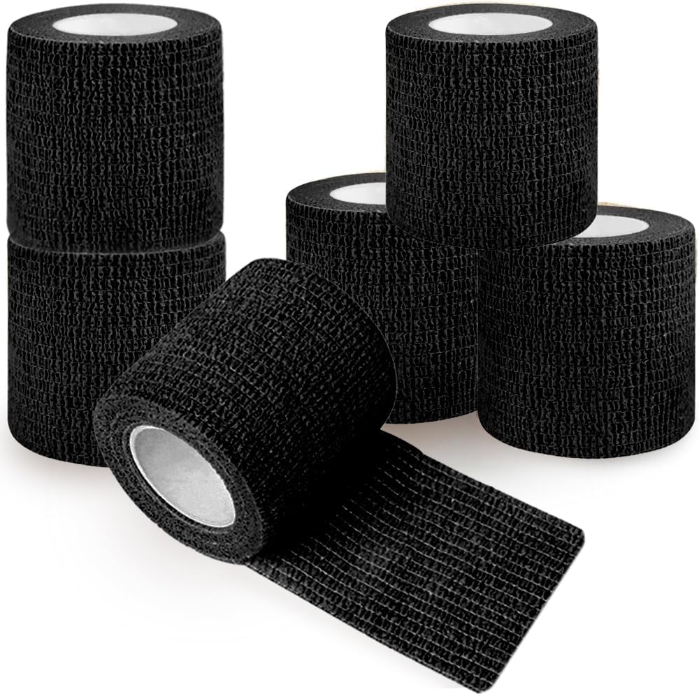 QUMY Self-Adhesive Bandage Wrap 6 Pack, 2 Inch x 5 Yards Cohesive Breathable Non-Woven Vet Tape for Pets, Dog Bandage Shoes, Wound First Aid Gauze for Dog, Horse, Cat, Elastic Wrap for Ankle, Sports