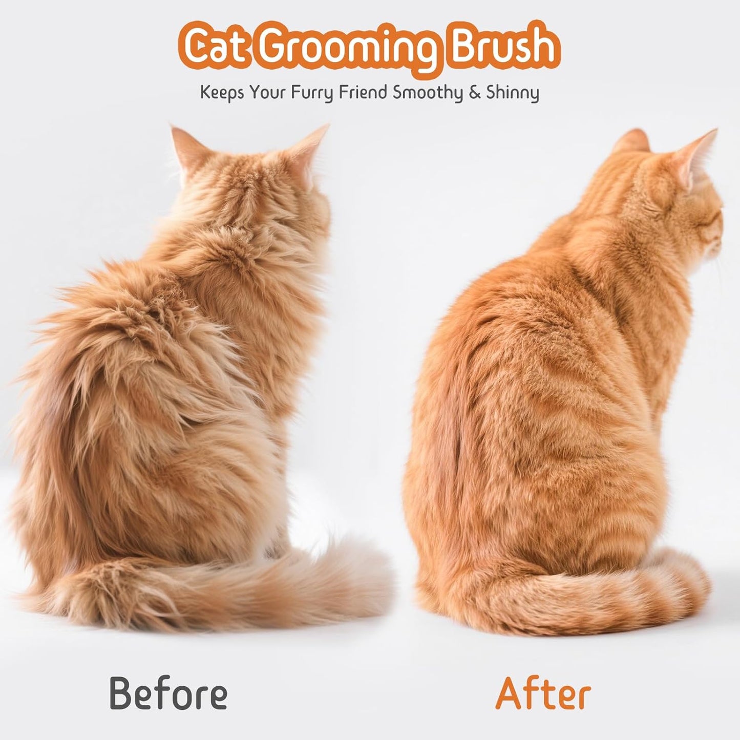 Self Cleaning Slicker Brush, 2-in-1 Cat Brush for Shedding, Skin Friendly Grooming Tool for Long & Medium-Long Hair Pets, Adjustable Bristle Length with Dematting Comb for Cats, Dogs (Orange)