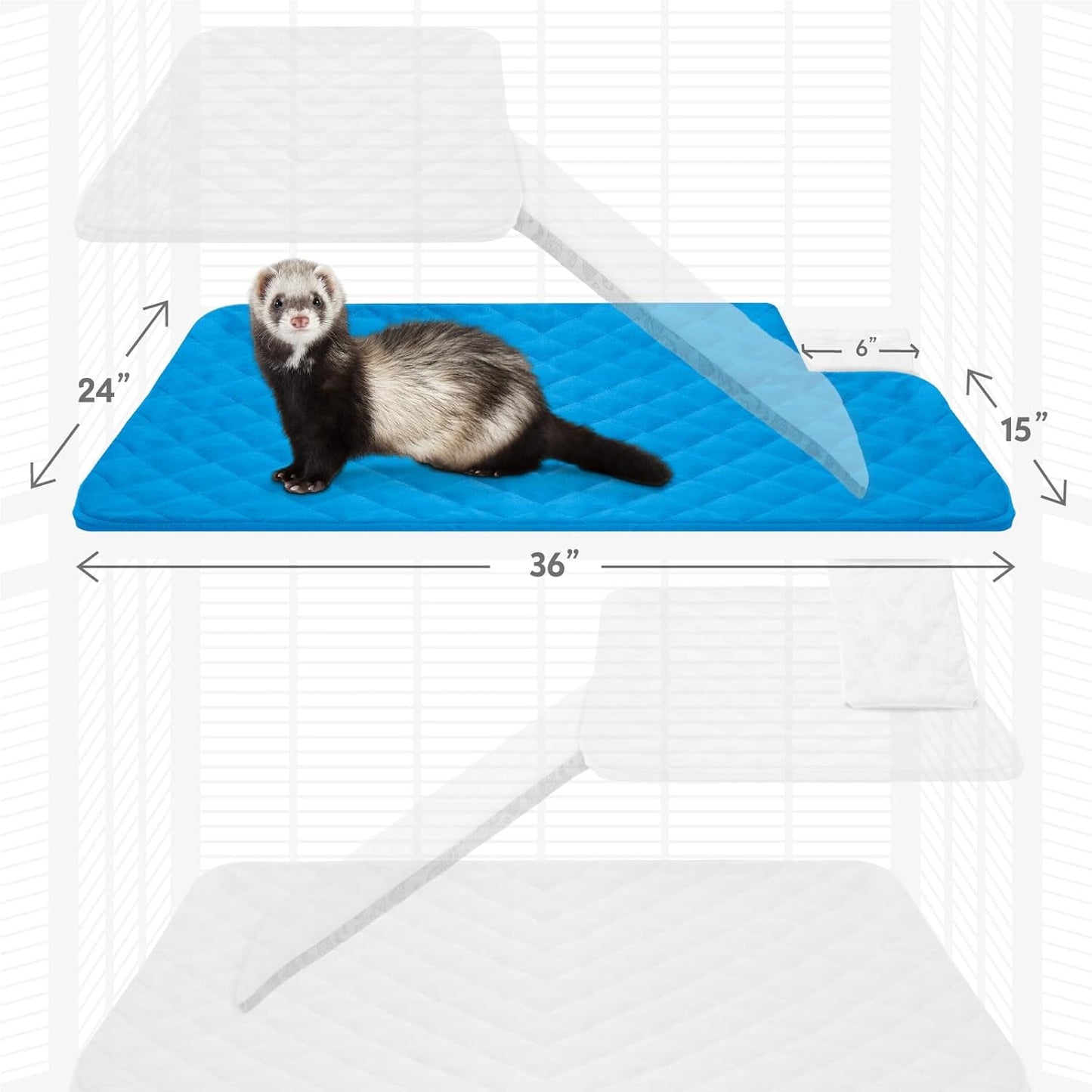 Paw Inspired Fitted Fleece Liner for Ferret Nation, Critter Nation Cage for Ferrets, Rats, Chinchillas, Hedgehogs & Other Small Animals (Blue, Top Pan Liner)