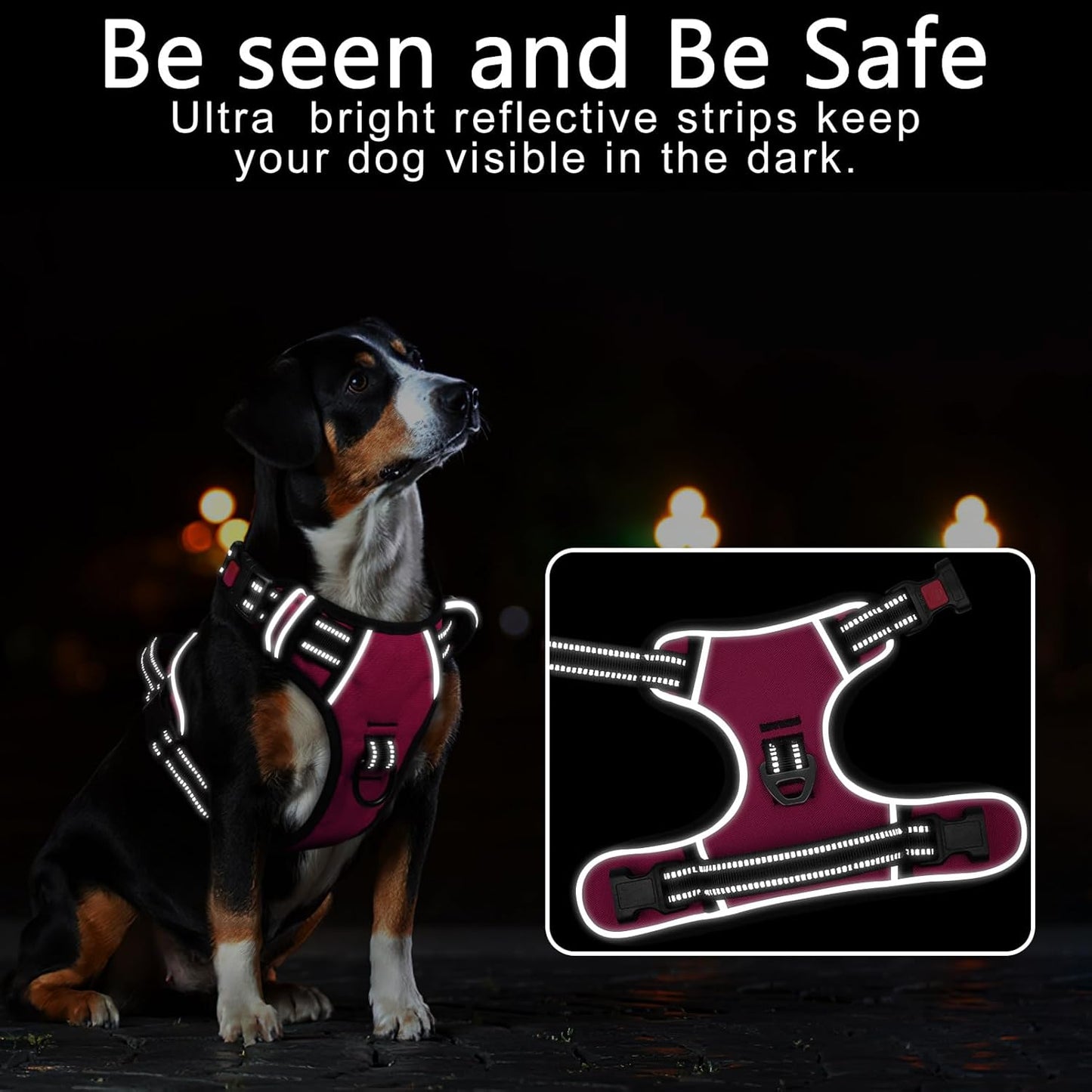 Timos No Pull Dog Harness, No Choke Front Lead Dog Reflective Harness, Adjustable Soft Padded Pet Vest with Easy Control Handle for Small Medium Large Dogs, XS