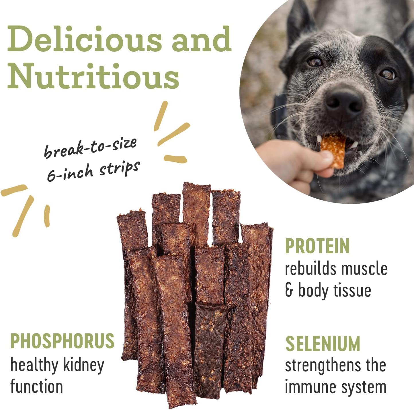 Farm Hounds - Beef Strips - Premium Natural Beef Jerky for Dogs - 100% Humanely Raised Cattle - Break-to-Size - Great for Training & Treats - No Added Fillers - Made in USA - 1 Pack
