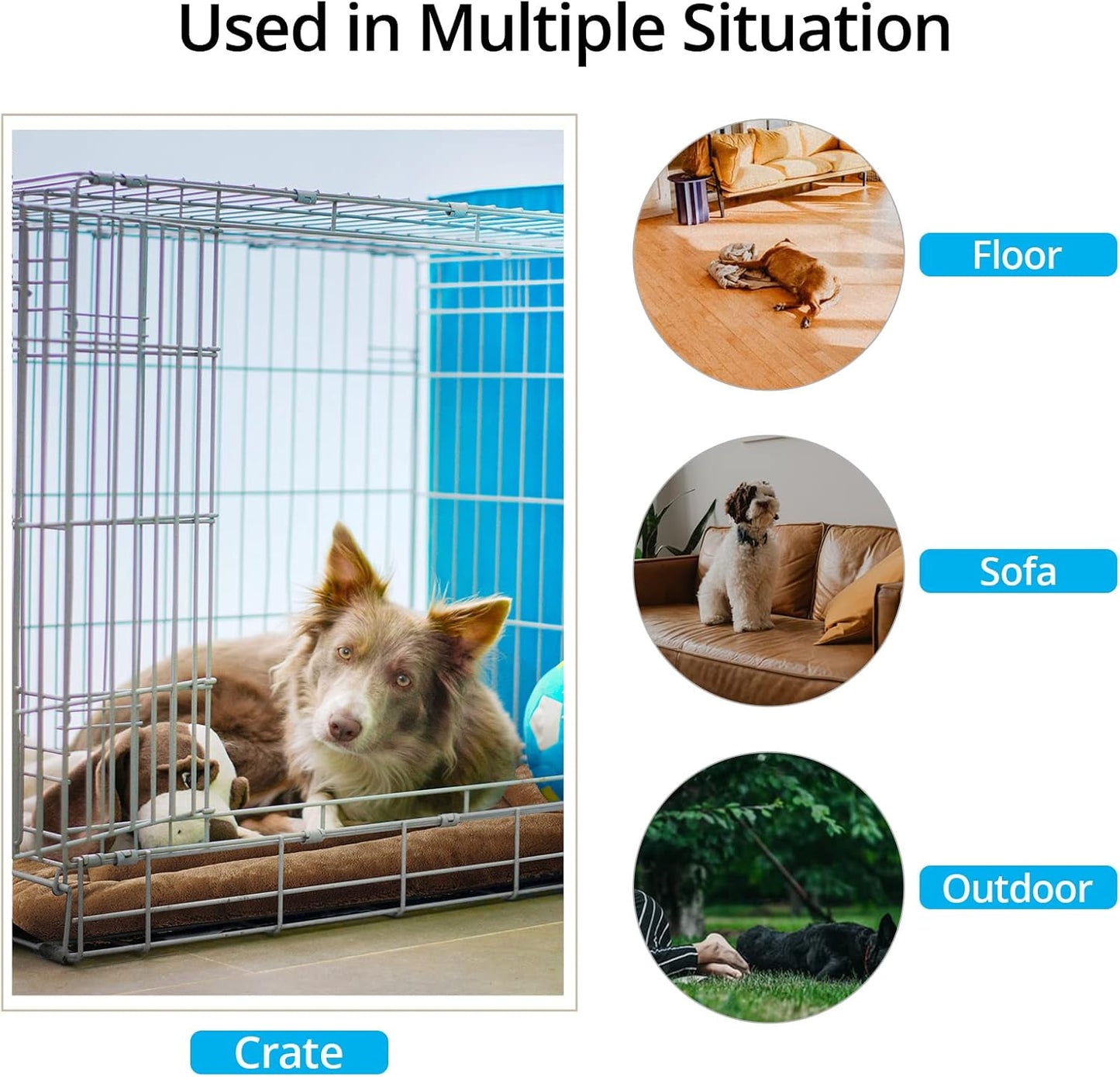 Ultra Soft Dog Bed & Kennel Pad for Large Dogs - Fit Metal Crates, Washable & Anti-Slip, Cozy Sleeping Mat - Brown, 42 inch