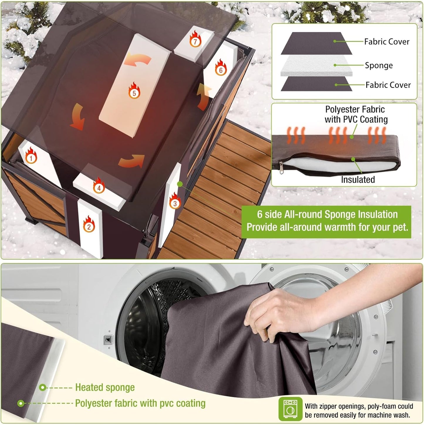 GUTINNEEN Dog House Outdoor & Indoor Insulated Dog Kennel with Liner for Winter Waterproof Dog Crate for Small & Medium & Large Dogs,Unique All-Around Iron Frame