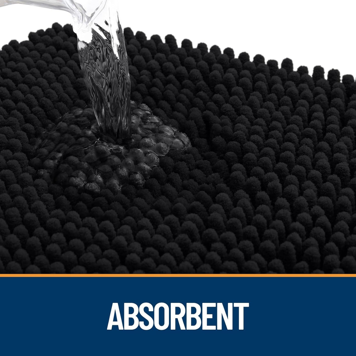 OLANLY Dog Door Mat for Muddy Paws 70x46, Absorbs Moisture and Dirt, Absorbent Non-Slip Washable Doormat, Quick Dry Chenille Mud Mat for Dogs, Entry Indoor Entryway Carpet for Inside Floor, Black