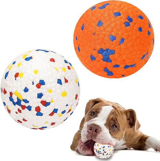 Dog Balls for Aggressive Chewers, Indestructible Bouncy Floating Balls for Training Dog Catch and Fetch, Sturdy Solid Tennis Ball Toys for Large Medium Small Dogs - 2.75in - Orang&White - 2pcs