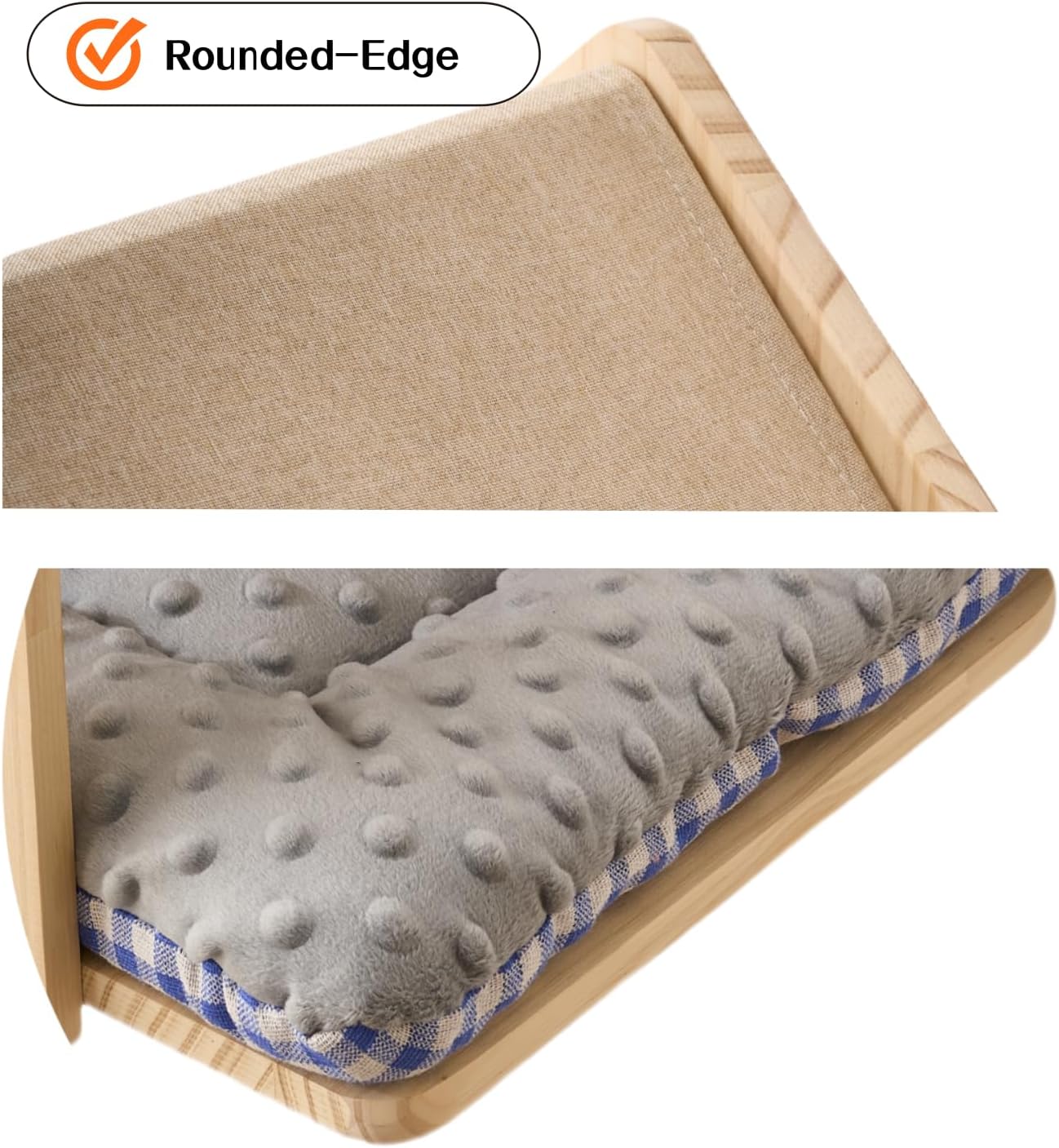 SHENGOCASE Natural Wood Cat Wall Shelves Bed, 2-Pack, Wall-Mounted Box House Perch, Cat Condo Furniture with Washable Pillow Cushions