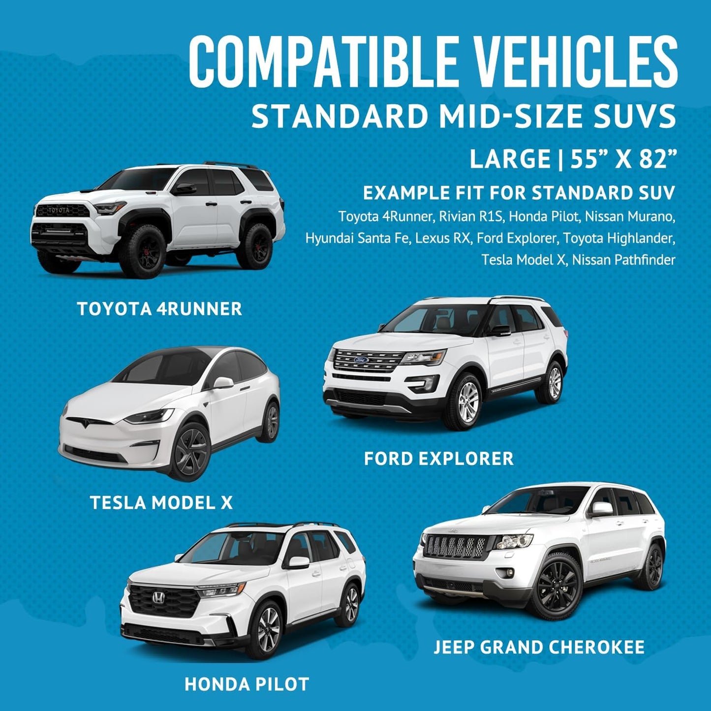 Bulldogology SUV Cargo Liner for Dogs 55"x82" Heavy Duty Pet Trunk Cargo Cover Area - Trunk Cover Car Protector for Dogs Waterproof Nonslip Mat - Dog Cargo Liner SUVs Vans Cars (Large, Black)