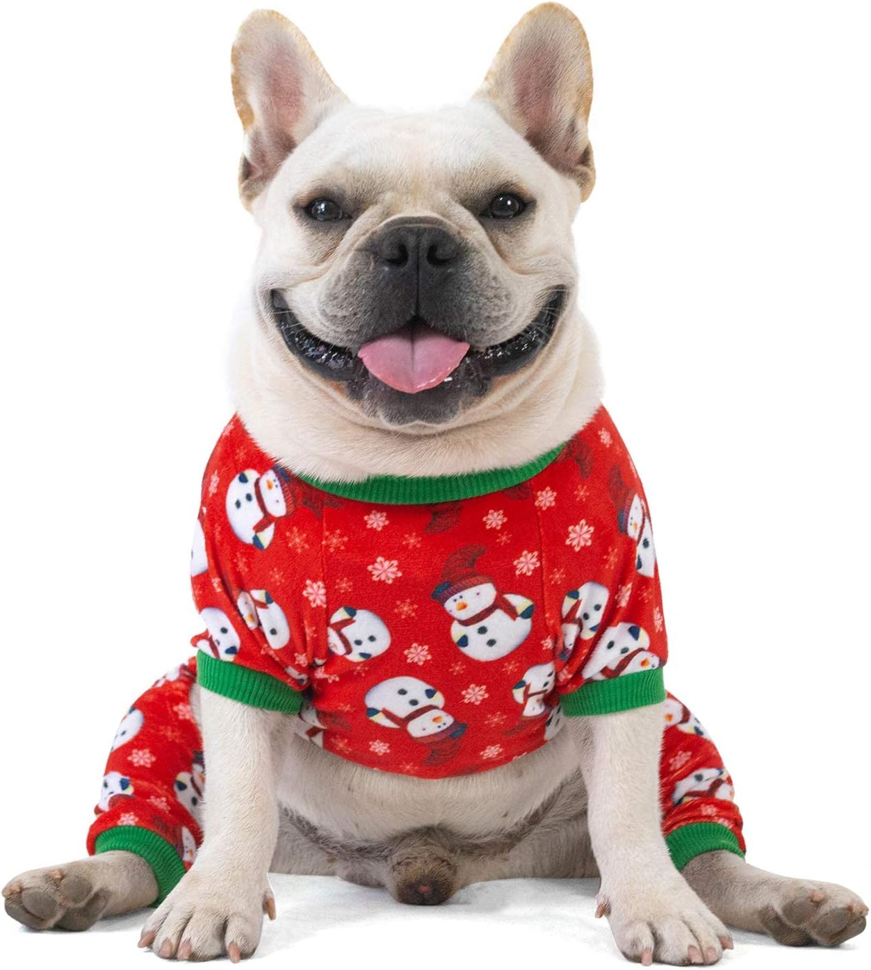 CuteBone Dog Christmas Pajamas Puppy Onesies Small Dogs Soft Pjs Coat Cat Apparel Comfy Pet Clothes Outfit Doggie Bodysuit P136XS
