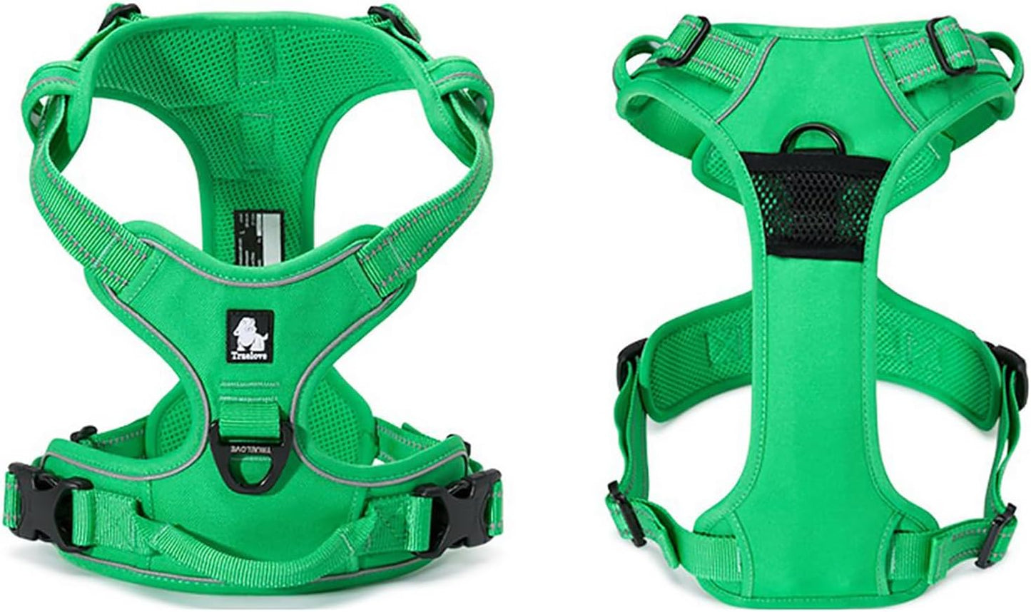 TRUE LOVE Adjustable No-Pull Dog Harness Reflective Pup Vest Harnesses Comfortable Control Brilliant Colors Truelove TLH5651(Grass Green,XS)