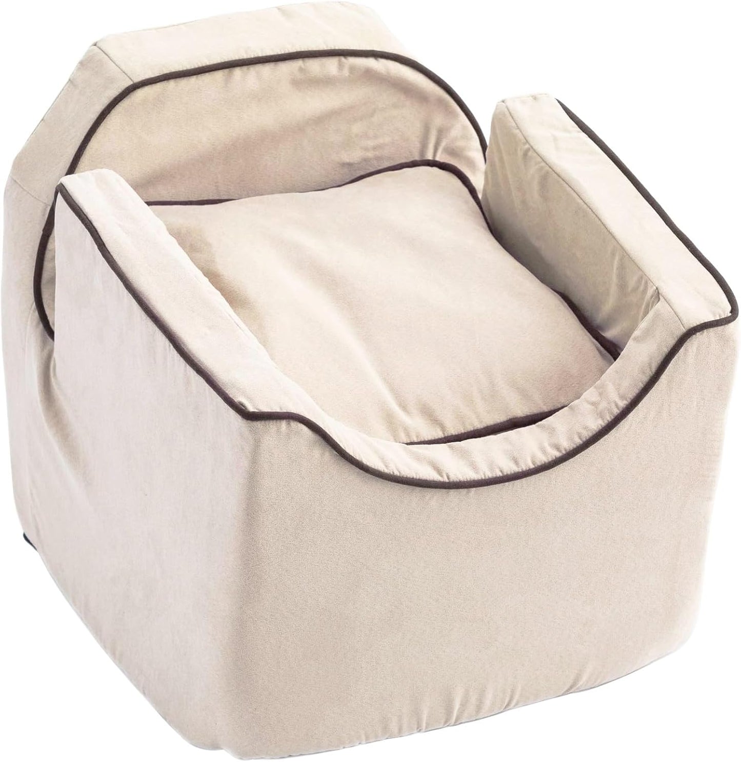 Snoozer Dog Car Seat: Lookout I Dog Booster Car Seat for Dogs Small 5-15 lbs, Pet Car Seat to Alleviate Car Sickness for Dogs, Included Harness Strap, Buckskin Removable Machine Washable Cover