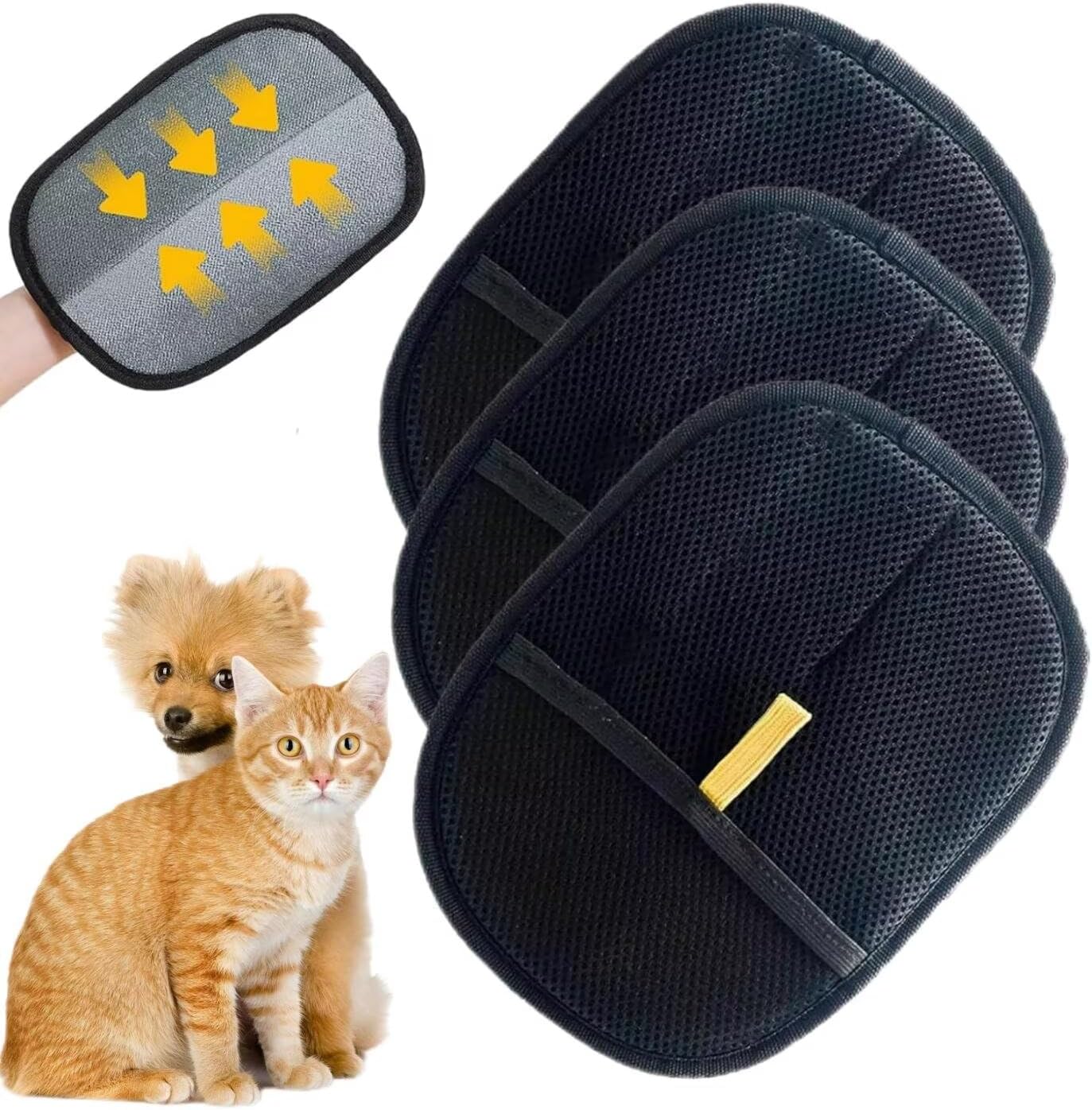 Pet Hair Removal Glove for Cats & Dogs, Electrostatic Grooming Gloves for Pet Hair, Reusable Double Sided Static Hair Remover for Couch, Furniture, Carpet & Car Seat (1 PCS)