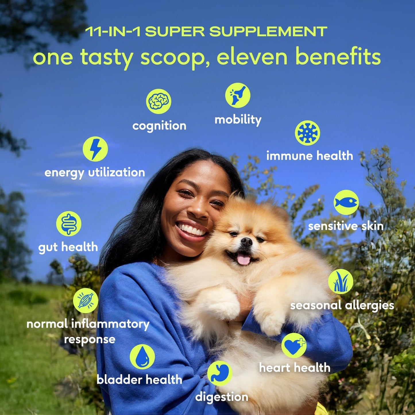 Native Pet Dog Vitamins & Supplements - 11-in-1 Multivitamin Powder for Dogs Food Topper - Collagen, Glucosamine, Probiotics, Omega & More- Supports Healthy Gut, Mobility & Overall Health -90 Scoops