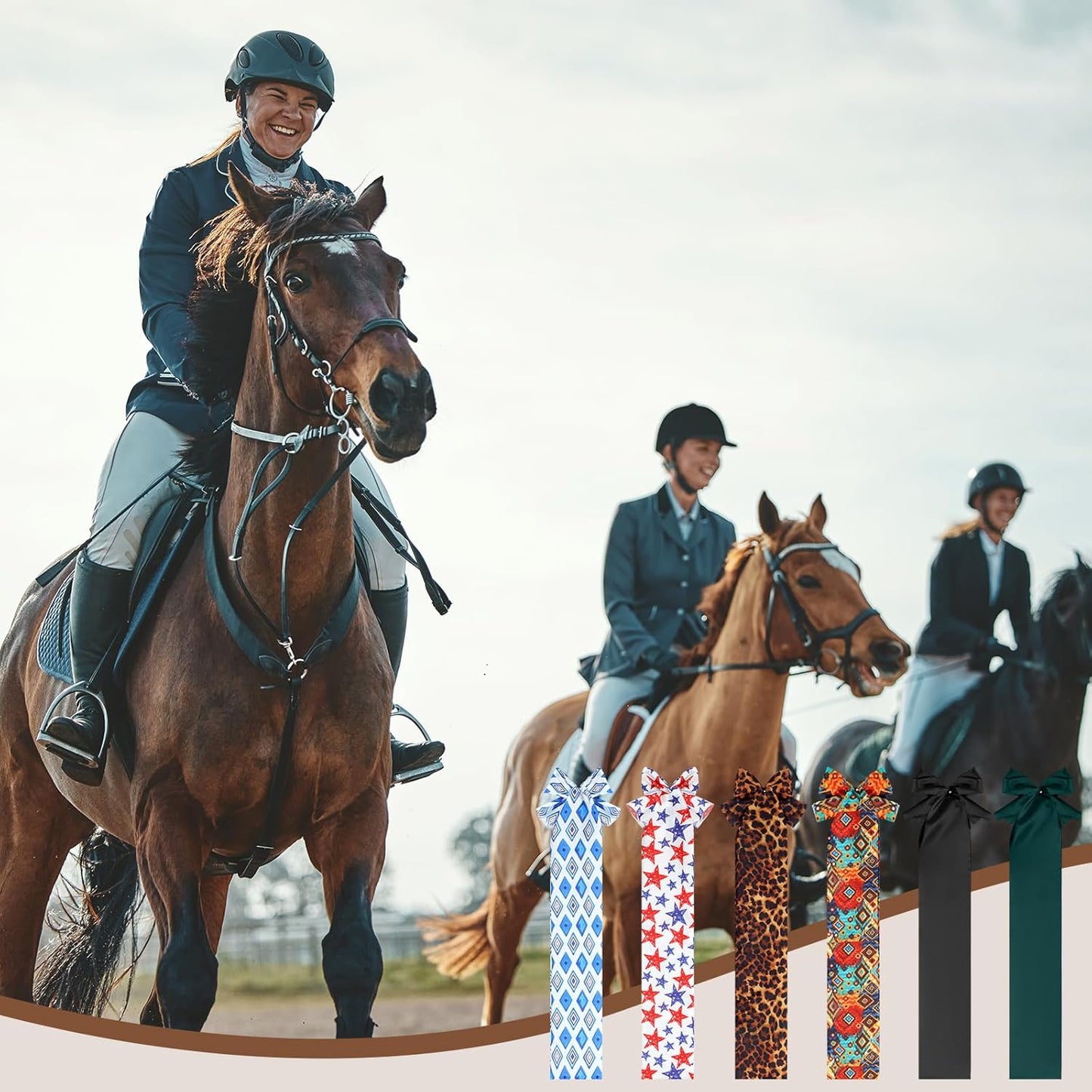 6 Pcs Horse Tail Bag Breathable Guard 22" Slip on Horse Care Tail Wrap 2 Strand Closure Straps Grooming Supplies to Keep from Dirt Breakage Rubbing 6 Designs(Vintage Style)