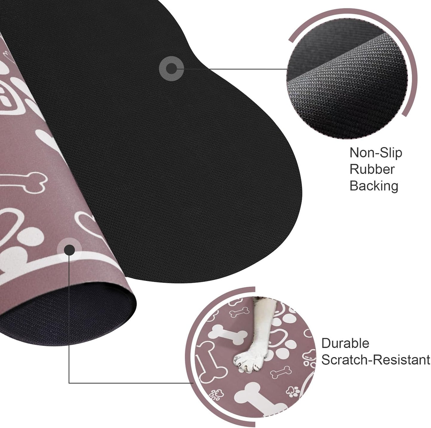 Dog Cat Mat for Food and Water,Rapid Absorbent Pet Feeding Mat, Bone Shaped Dog Placemat Bowl Mat with Rubber Backing,No Stains Pet Food Mats Indoor, Pet Accessories Supplies,Brown 17"×29"