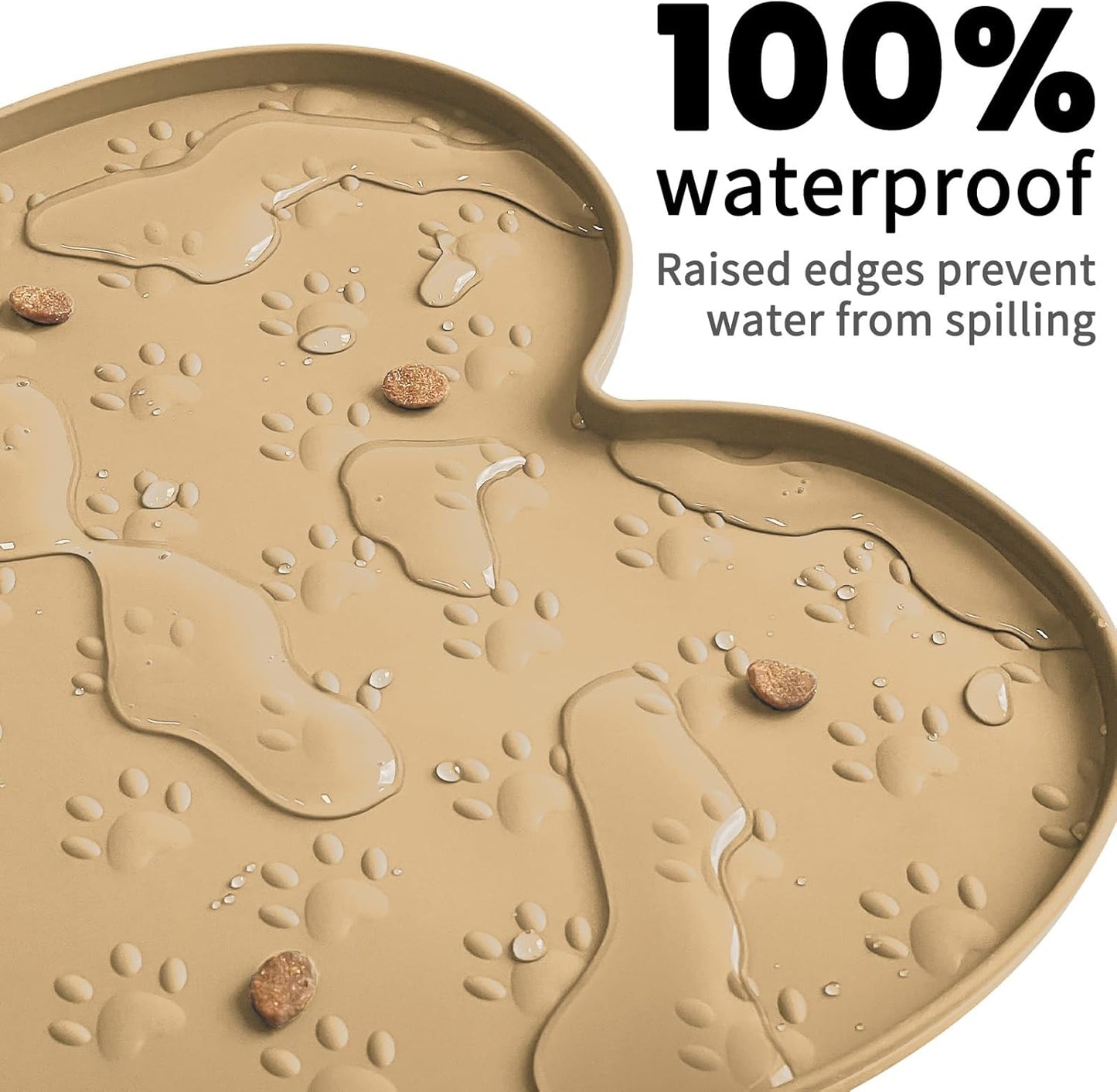 Dog Food Mat Anti-Slip Silicone Dog Bowl Mat Thicker Pet Placemat Waterproof Cat Feeder Pad with Raised Edge Puppy Kitten Feeding Mats Suitable Small Medium-Sized Dogs Cats Eating Tray