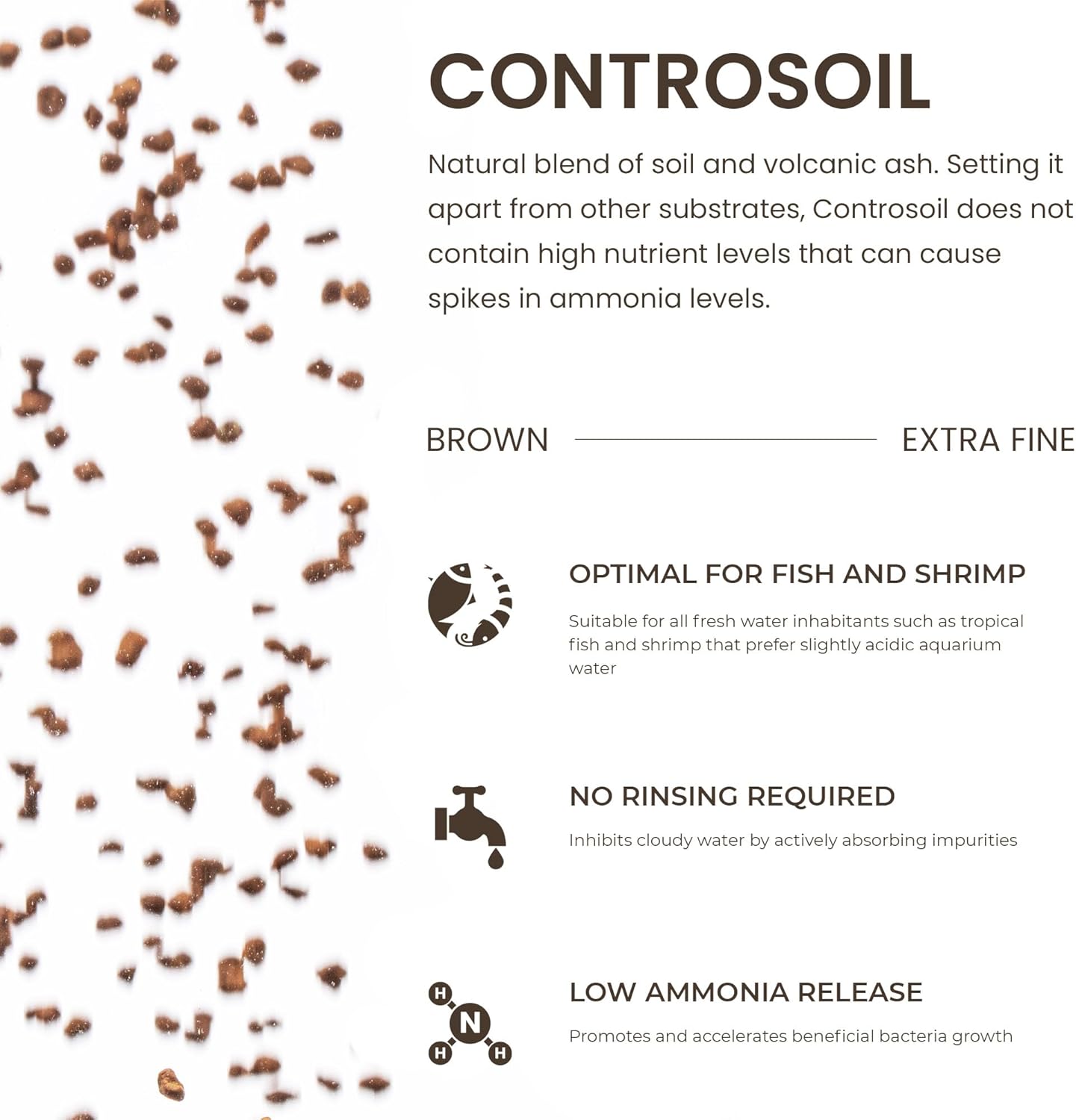 Ultum Nature Systems Controsoil - Freshwater Aqua Soil Substrate for Fish, Shrimp, Live Plant Propagation and Aquascaping - 6.8pH Low Ammonia, Volcanic Ash - Brown, Extra Fine (10 Liter | 20LB)