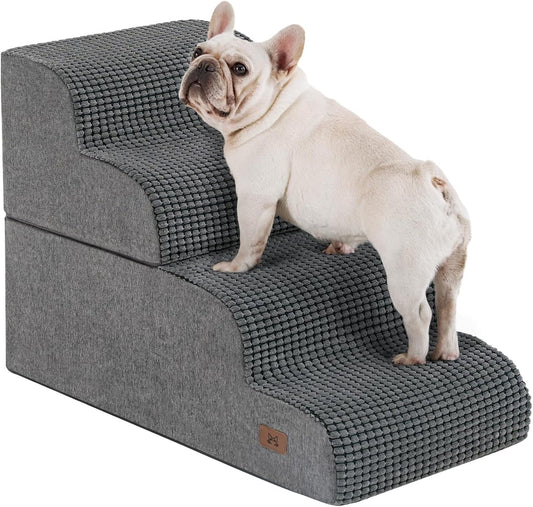 Dog Step for Bed, Dog Stair 4-Step 35D Pet Stair 19.7" H for High Bed or Sofa Non-Slip Balanced Pet Step Indoor, Grey