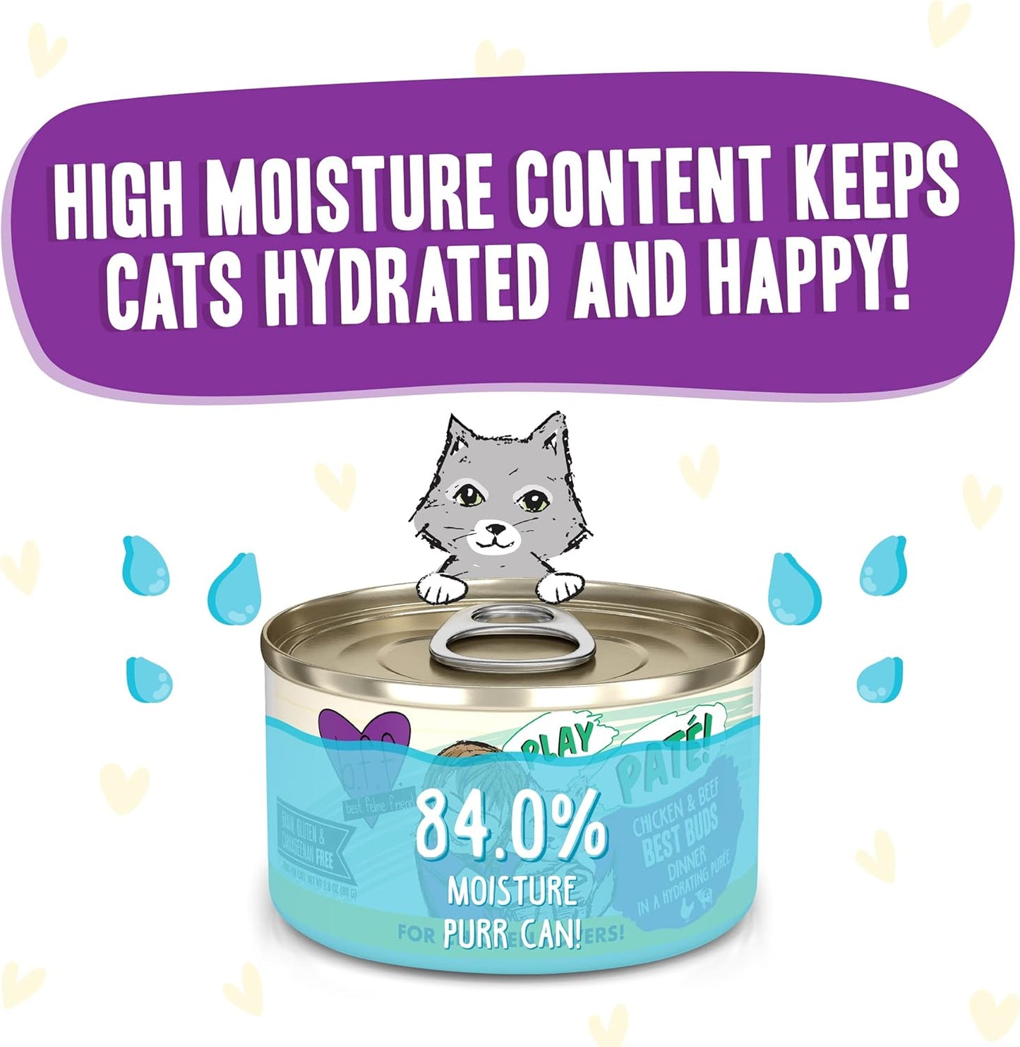 Weruva B.F.F. Play - Best Feline Friend Paté Lovers, Aw Yeah!, Chicken & Beef Best Buds with Chicken & Beef, 2.8oz Can (Pack of 12)