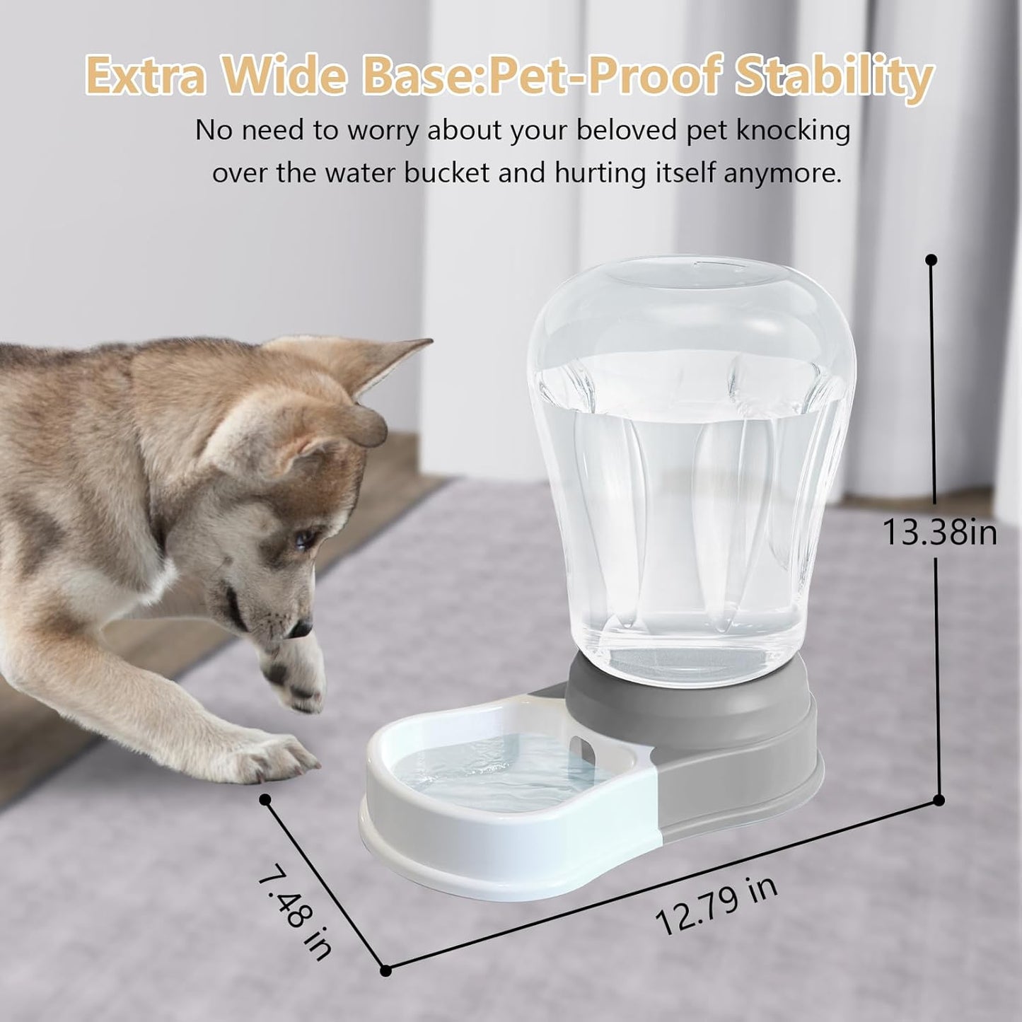 1.58 Gallon Automatic Dog Water Bowl Dispenser, Large Capacity Water Feeder for Cats and Dogs, BPA-Free, 1.58 Gallon Grey