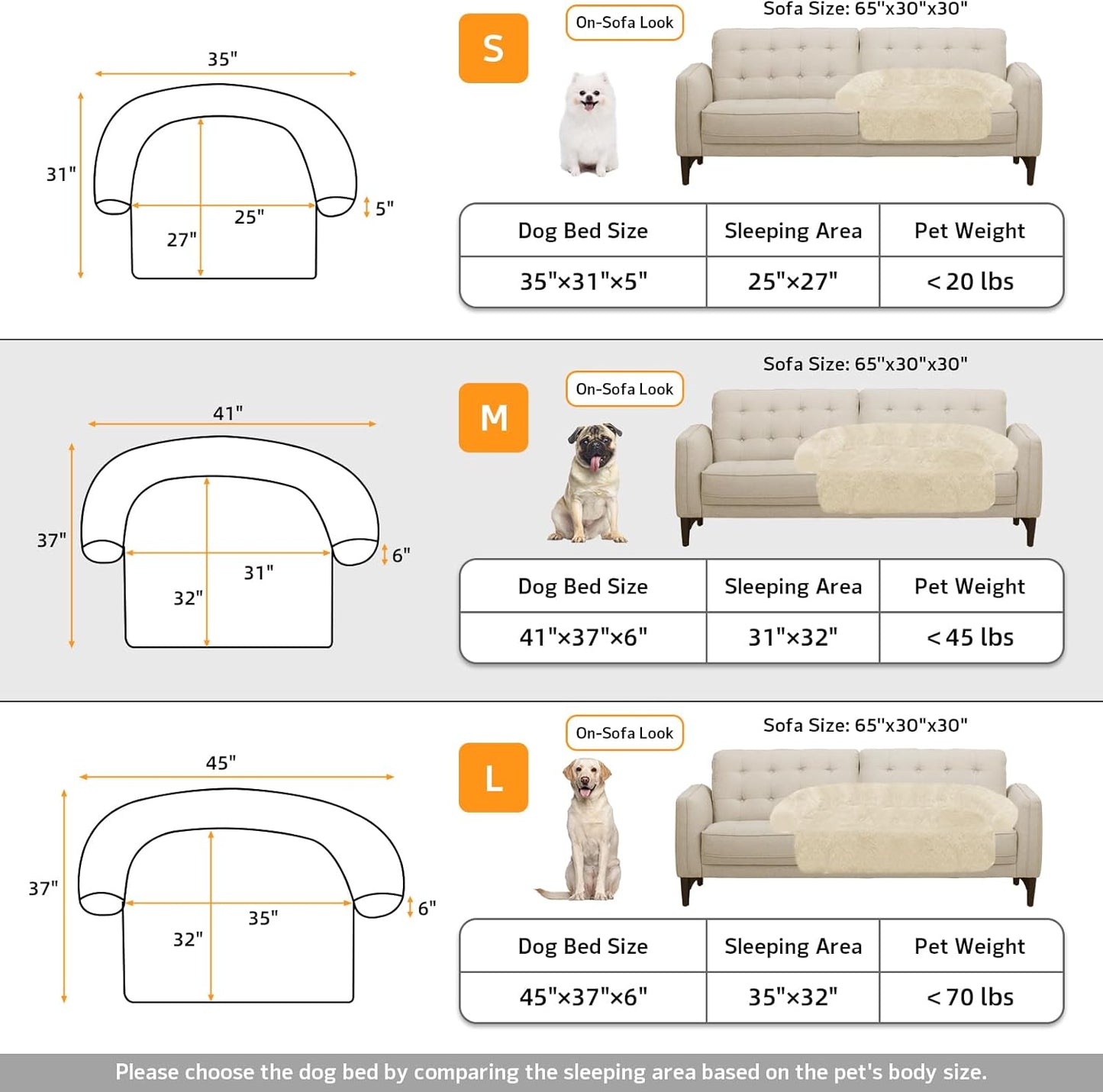 Calming Dog Bed Fluffy Plush Dog Mat for Furniture Protector with Removable Washable Cover for Large Medium Small Dogs and Cats (Medium, Beige)