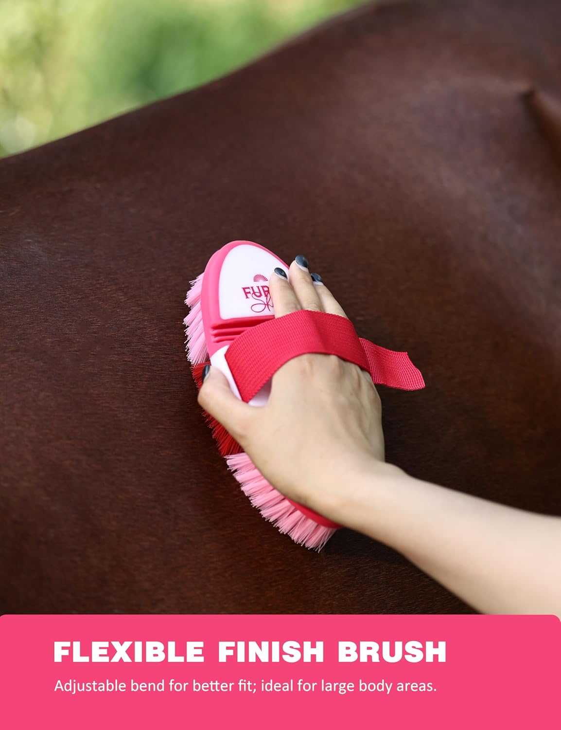 11PCS Horse Grooming Kit Curry Comb Sweat Scraper Horse Bathing Supplies Grooming Tools with Storage Bag Pink Garnet