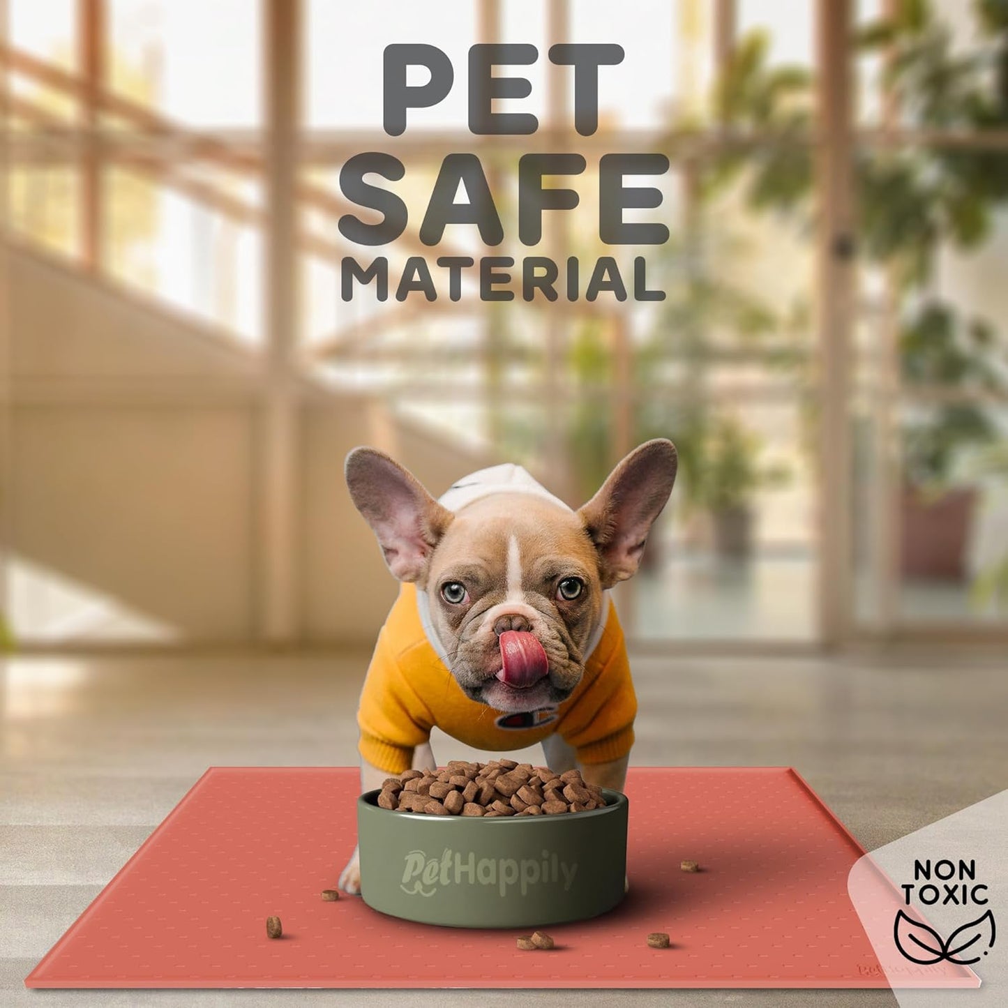 Dog Food Mat - Raised Edges Dogs Mat for Food and Water Prevent Spill, Waterproof Cat Food Mats Protect Floors, Easy Clean Dog Bowl Mats for Food and Water, Silicone Pet Food Tray