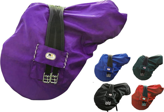 Majestic Ally Nylon Waterproof Fleece Lined Ride On English Saddle Cover-Multiple Color (Purple)