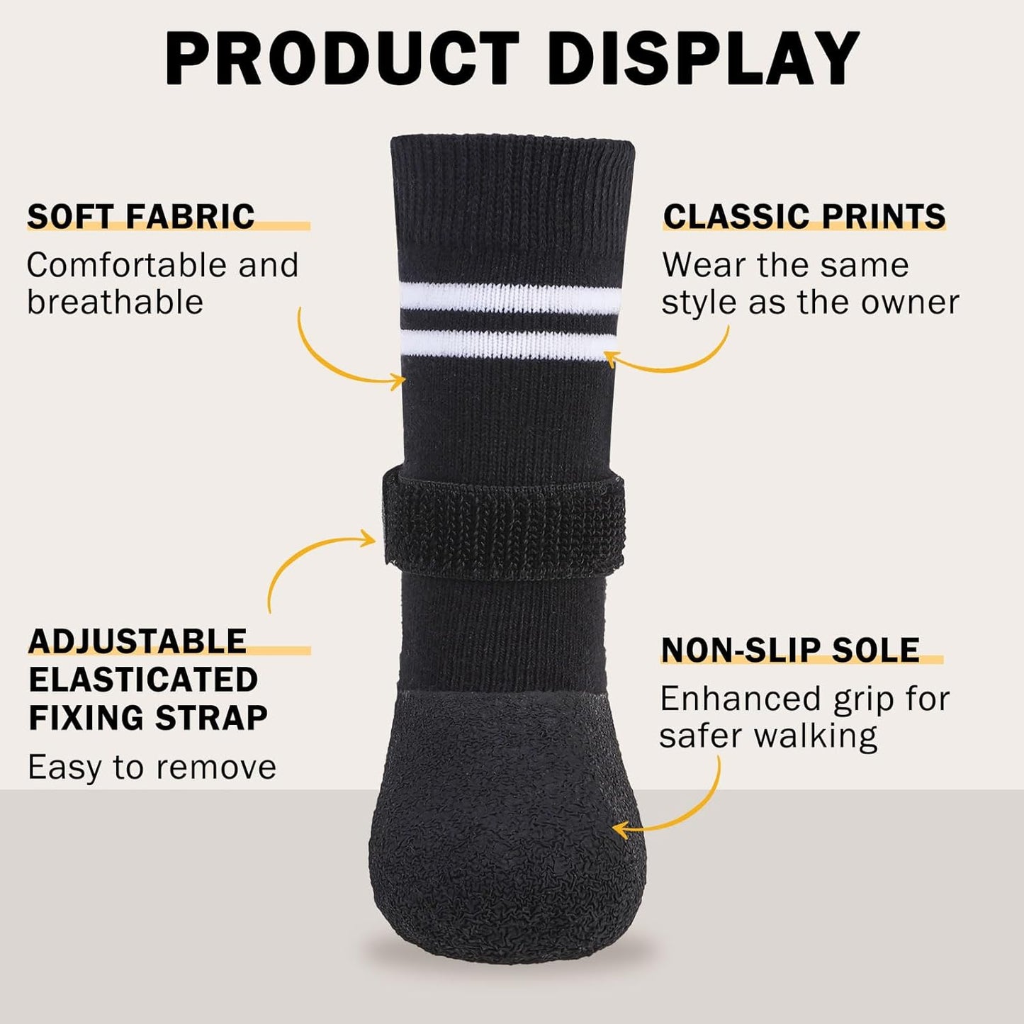 SCENEREAL Anti Slip Dog Boots & Paw Protectors for Hardwood Floor, Extended Dog Socks to Prevent Licking Paws, Waterproof Pet Snow Rain Shoe for Winter Large Senior Dogs, Black L