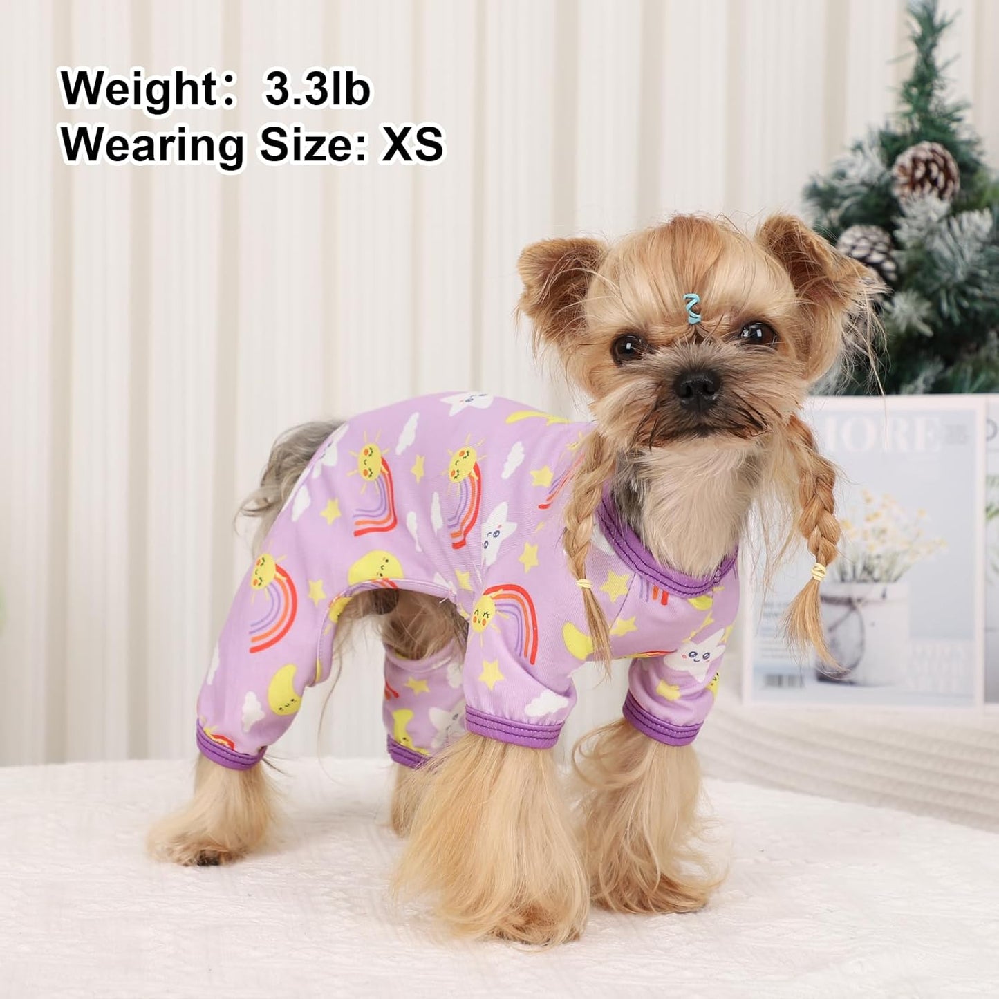 Dog Pajamas Pjs Spring Summer Dog Clothes for Small Dogs Girl - Boy - Small Size Dogs, Soft Stretchy Puppy Clothes Doggie Onesies Cat Pet Jammies Outfit (Star Purple, Medium)