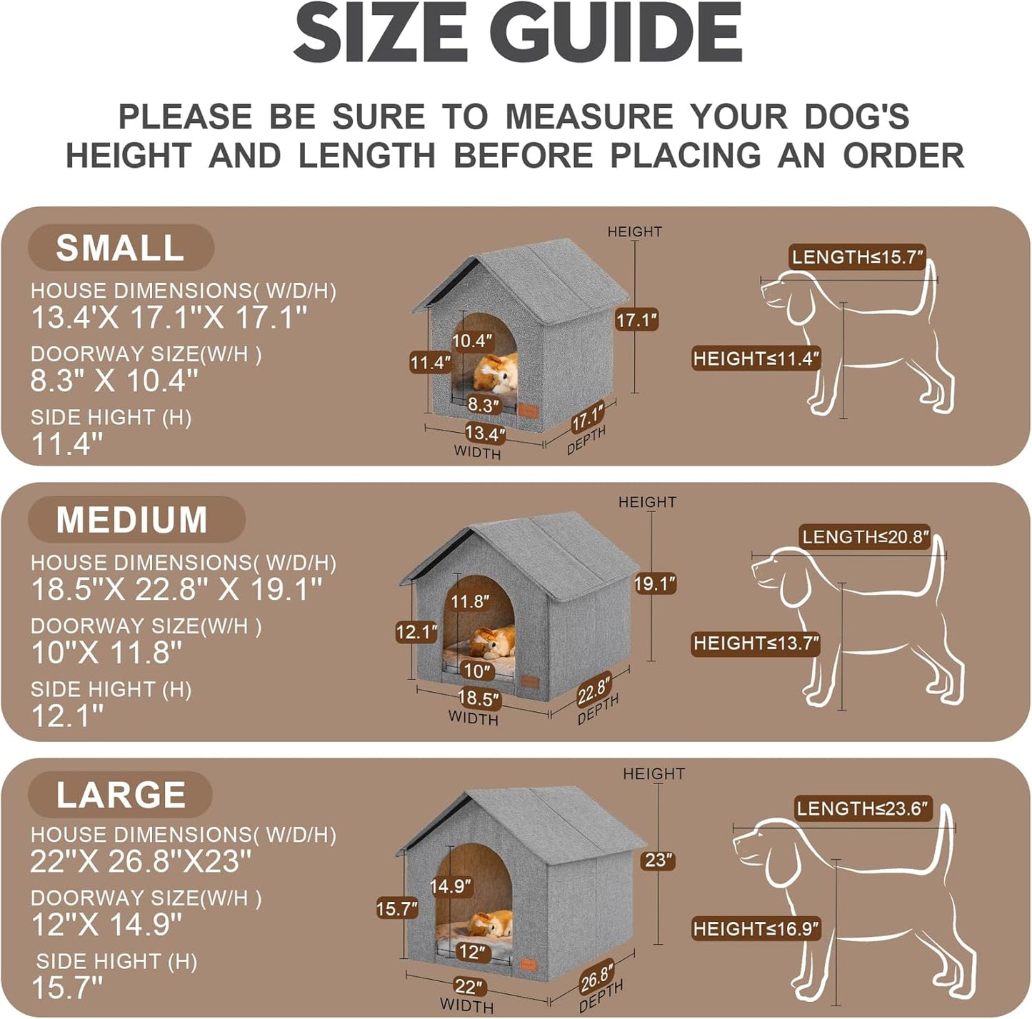 Indoor Dog House with Washable Plush Cushion,Large Size for Medium Dogs & Large Cats
