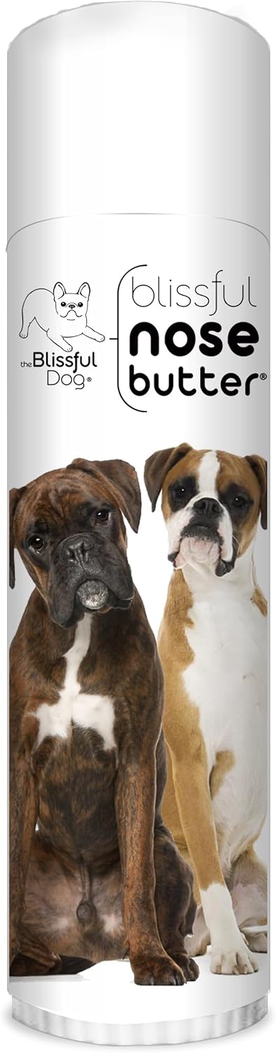 The Blissful Dog Boxer Duo Nose Butter for Dry, Cracked Skin, Lick-Safe Dog Nose Balm with Moisturizing Shea Butter, Almond, Olive, and Essential Oils, Pet Supplies, Uncented, 0.50 oz.