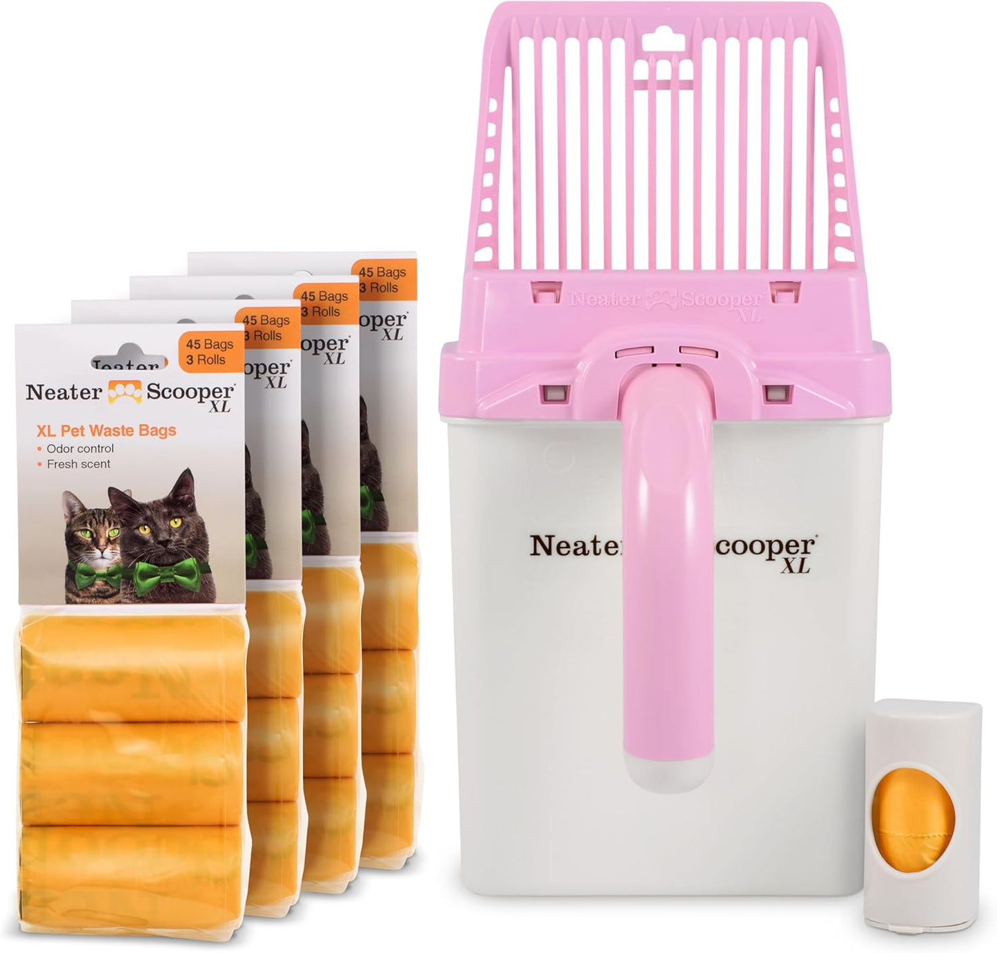 Neater Pet Brands Neater Scooper XL Cat Litter Scoop, 195 Refill Bags – Extra-Large Capacity Mess-Free Cat Litter Scooper with Bag for Large & Multiple Cats, Spill-Proof Litter Box Scooper with Holder