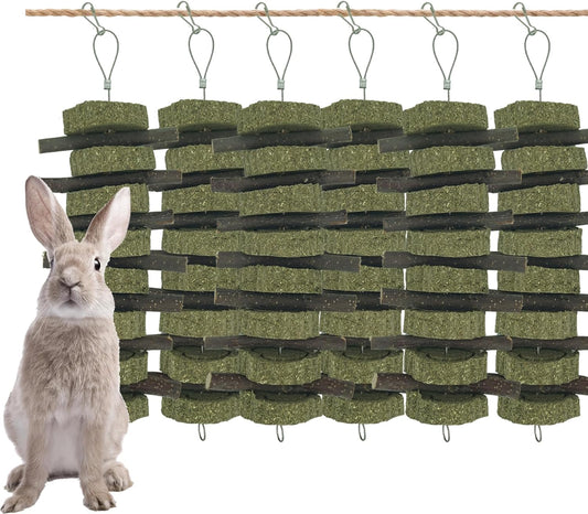 Rabbit Chew Toys for Teeth Grinding Bunny Treats 100% Natural Wood Timothy Grass Treats for Guinea Pigs Chinchillas Hamsters 6pcs