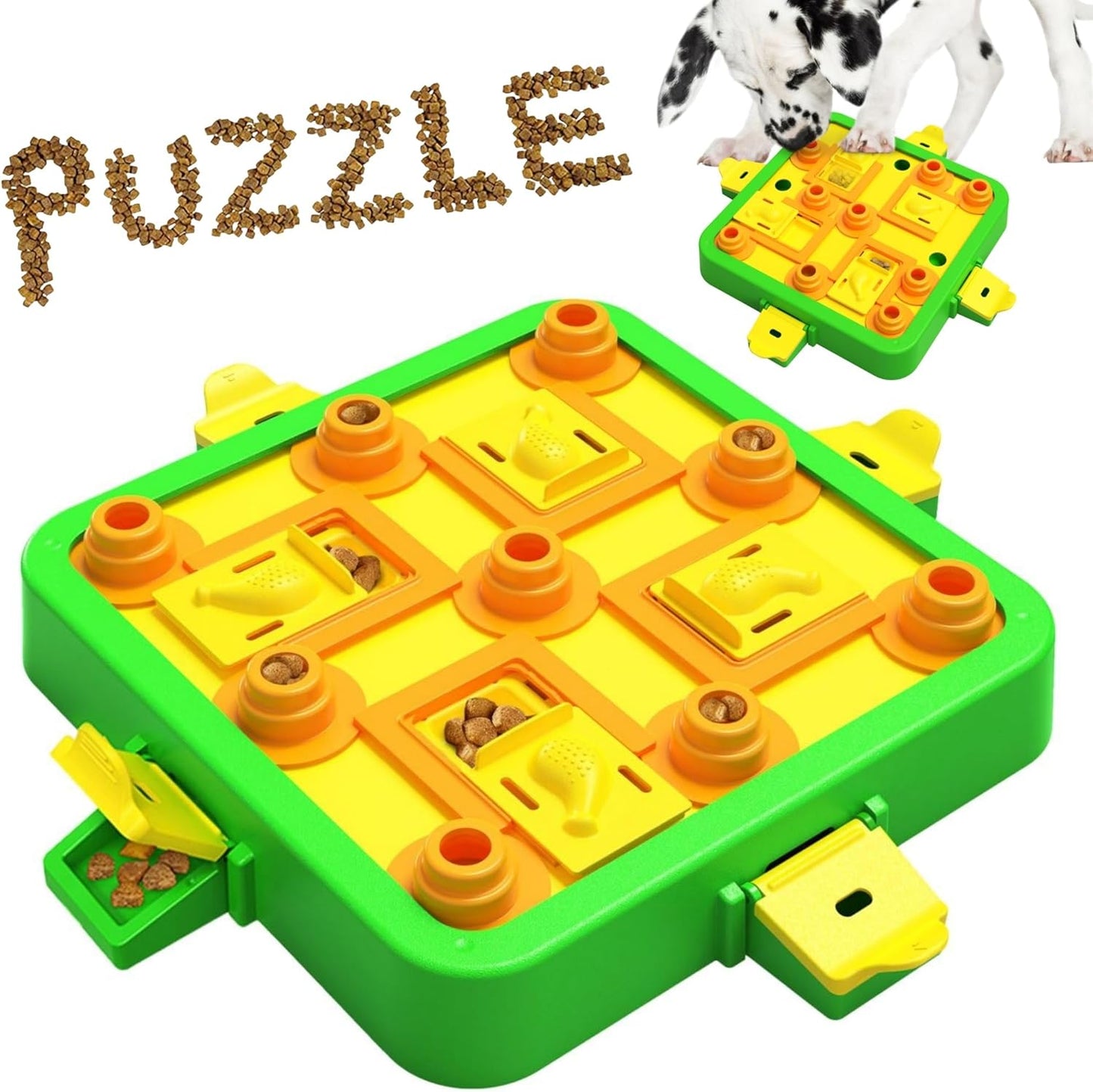 Dog Puzzle Toy Mental Stimulation - Level 3 in 1 Dogs Food Feeder Puzzle, Dog Treat Puzzle Feeder (Advanced-Green Board)