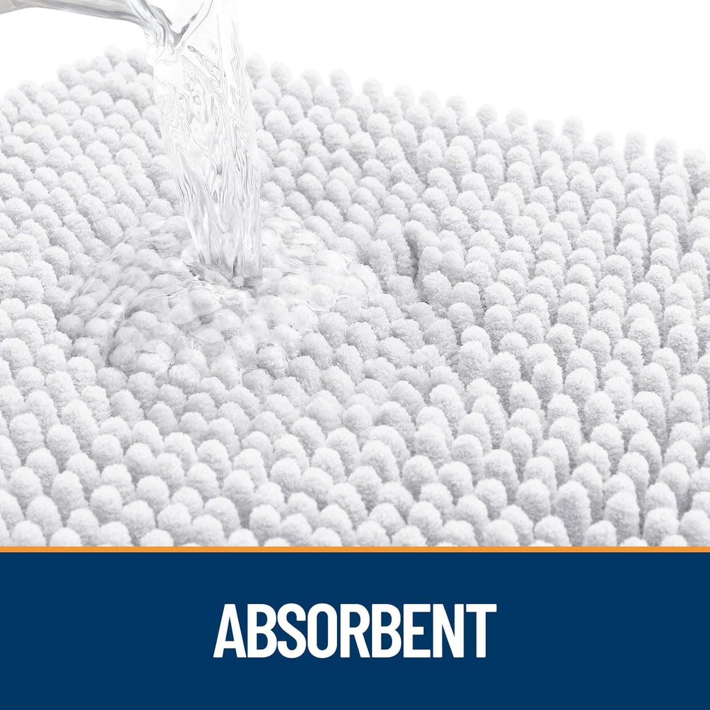 OLANLY Dog Door Mat for Muddy Paws 47x24, Absorbs Moisture and Dirt, Absorbent Non-Slip Washable Doormat, Quick Dry Chenille Mud Mat for Dogs, Entry Indoor Entryway Carpet for Inside Floor, White