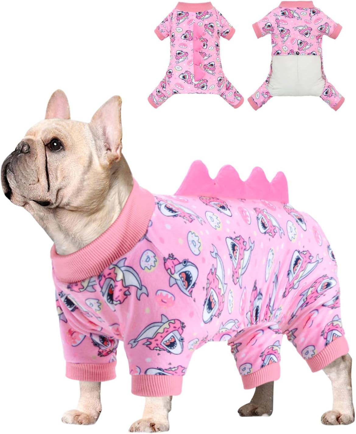 CuteBone Dinosaur Costume Dog Pajamas, Stretchy Spandex Crystal Velvet Sleepwear Coat for Small Dogs, Soft & Warm Pet Outfit Clothes for Cold Weather, Cozy Pullover Design COSP09M