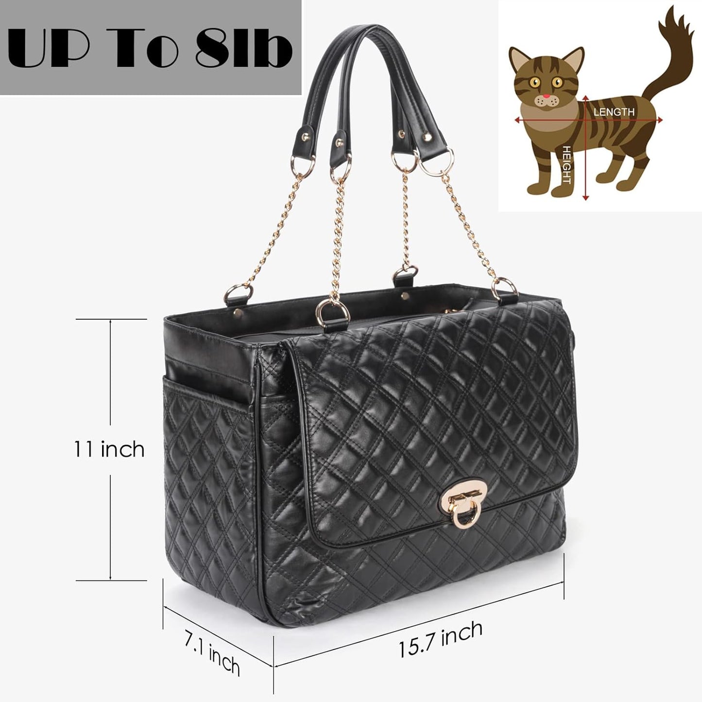 Fashion Pet Carrier Dogs Cat Small Animals Purse Bag, Leather Pet Carriers Dog Puppy Kitten Tote Travel Handbag TSA Airline-Approved