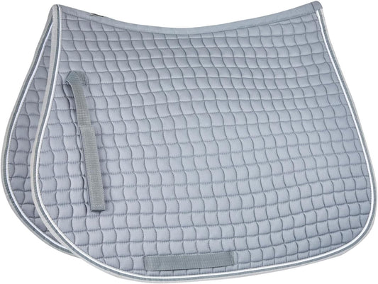 HORZE Adepto Padded All Purpose Quilted Equestrian Saddle Pad for Horses with Two-Tone Trim