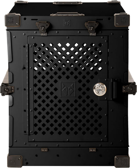 Impact Collapsible Dog Crate - Foldable Hard Crate for Medium Dogs - Heavy Duty Travel Kennel with Powder-Coated Aluminum - Quick Setup for Indoor & Outdoor (Black, 30" (30.5" L x 20.5" W x 26" H))