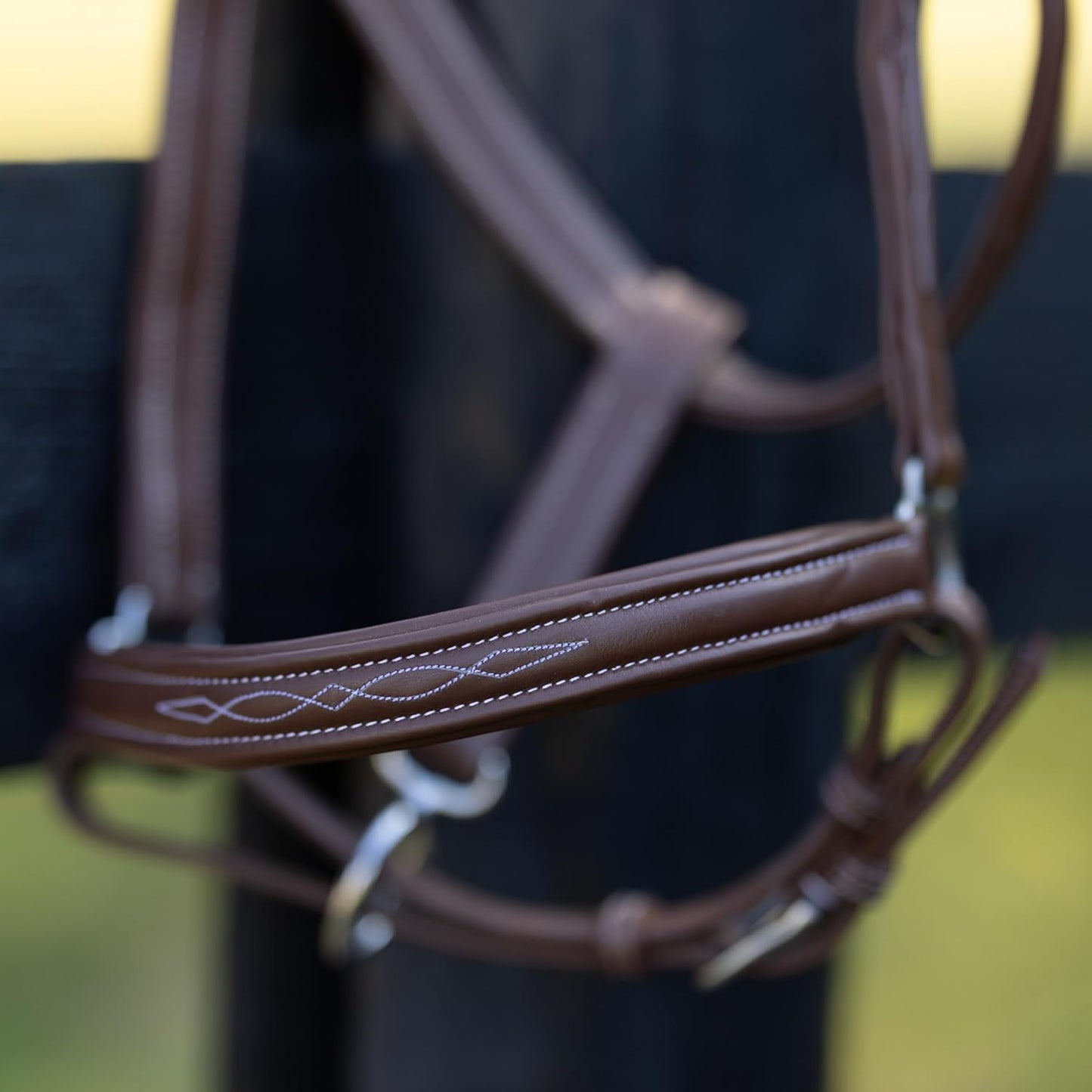 HORZE Warren Soft Adjustable Genuine Leather Horse Halter | Stainless Steel Hardware - Light Brown - Warmblood