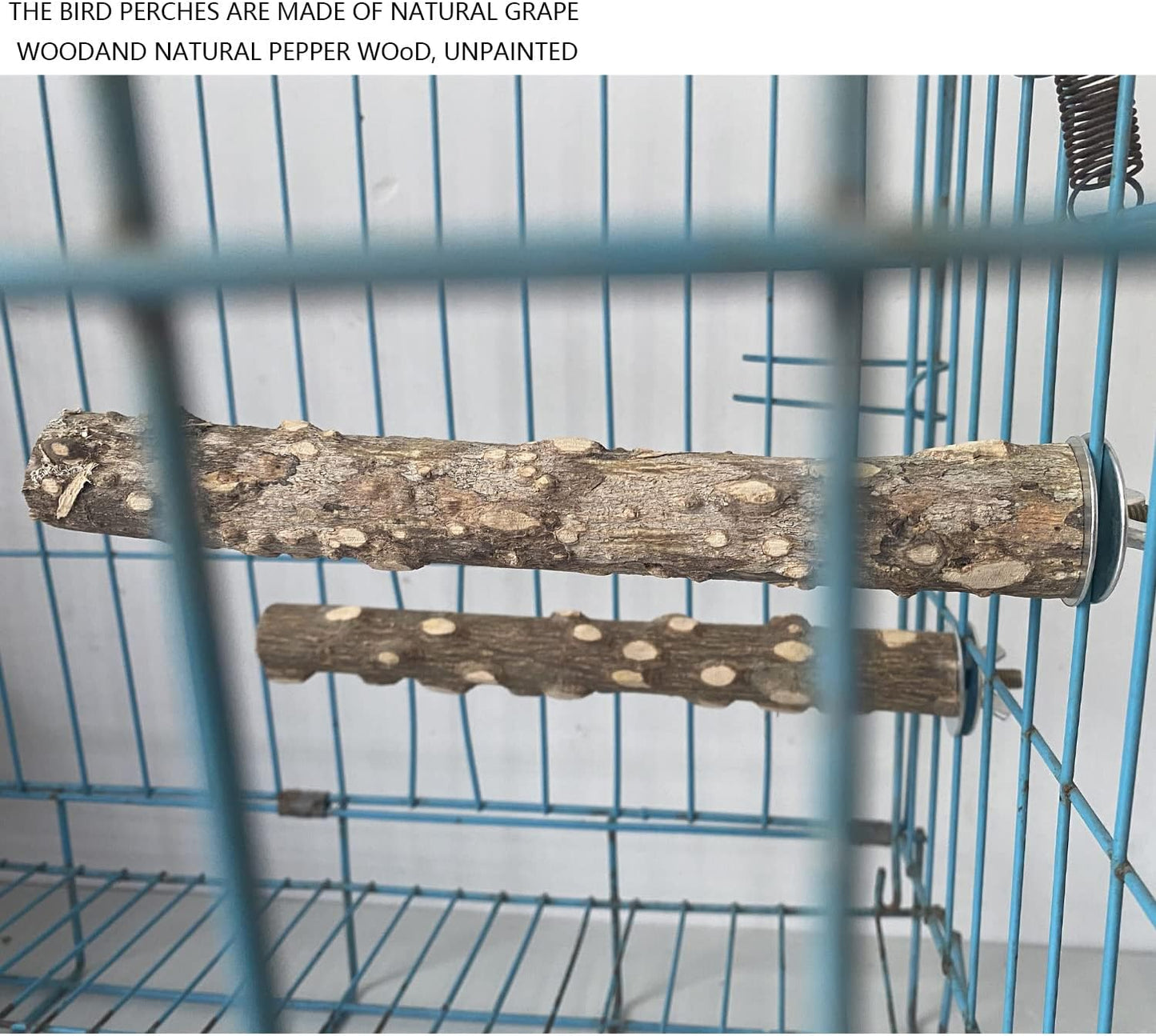 Allazone 5 PCS Natural Wooden Parrot Stand Bird Perch Stand Grape Stick Hanging Multi Branch Perch for Parrots, Bird Cage Accessories