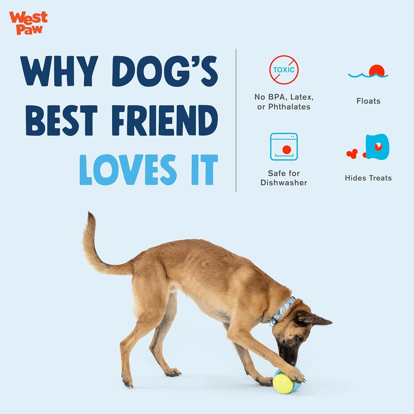 WEST PAW Zogoflex Limited Edition Toppl Treat Dispensing Dog Toy Puzzle – Interactive Chew Toys for Dogs – Dog Toy for Moderate Chewers, Fetch, Catch – Holds Kibble, Treats, X-Large 4.75", Mint