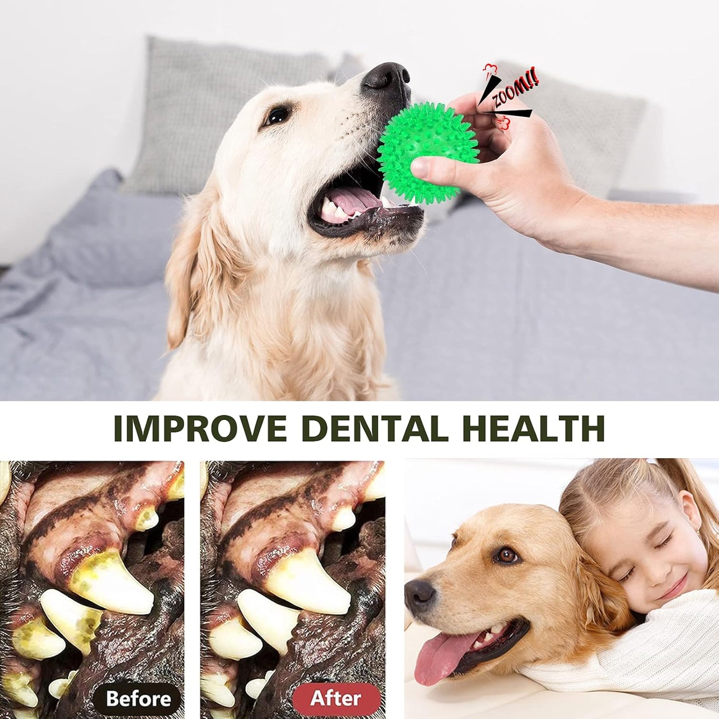 petizer 3-Pack 3.5” Squeaky Dog Toy Balls, Floating Dog Pool Balls, Spiky Dog Balls Water Toys, Durable Interactive Fetch Toys for Puppy, Dog Chew Toys for Teething (3.5", Medium/Large Dog)