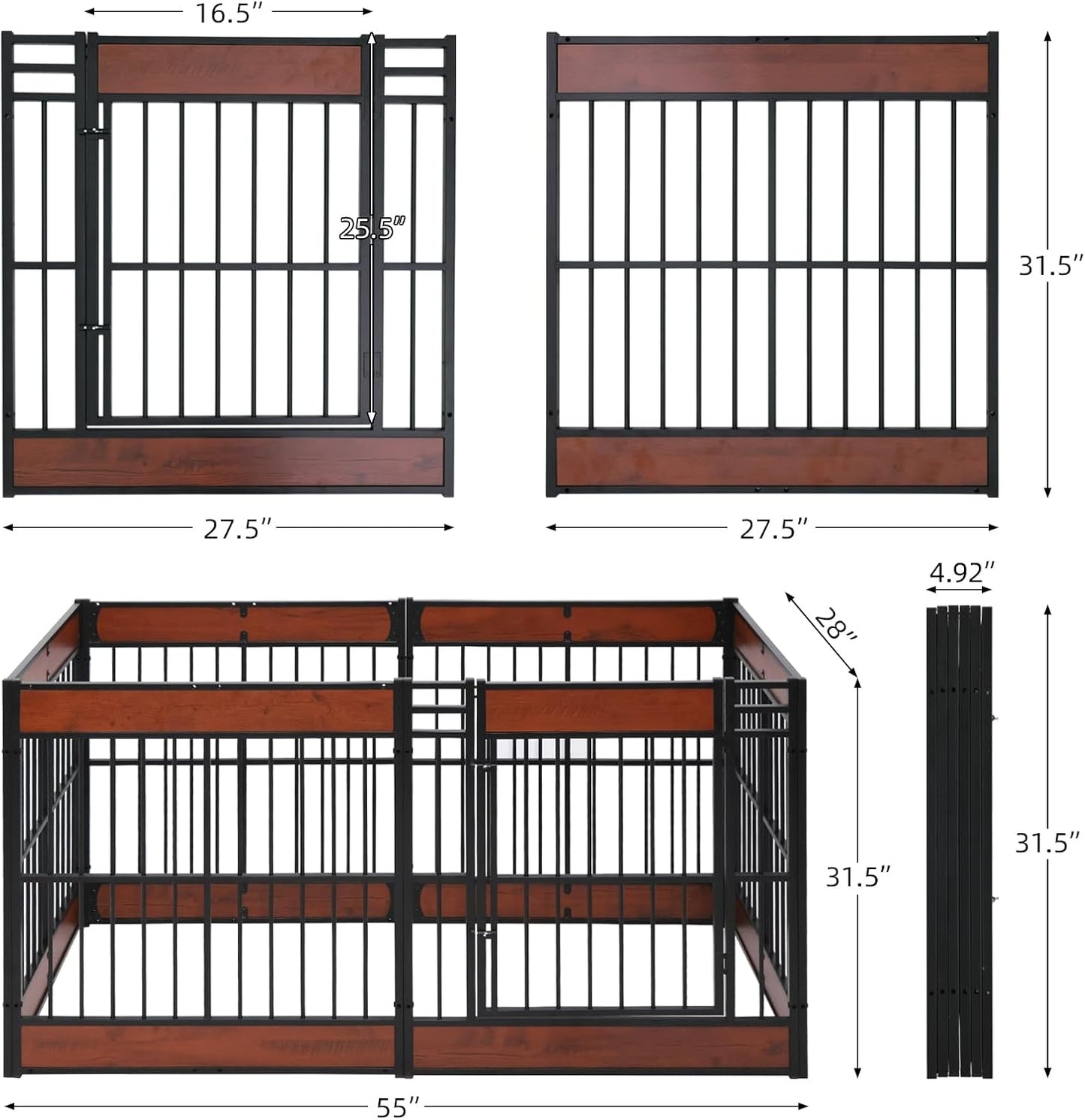 Dog Playpen, 31.5" Height Dog Pen Indoor, Heavy Duty, Safe and Sturdy, Furniture Style Puppy Pen (12 Panels (31.5" High), Mahogany)